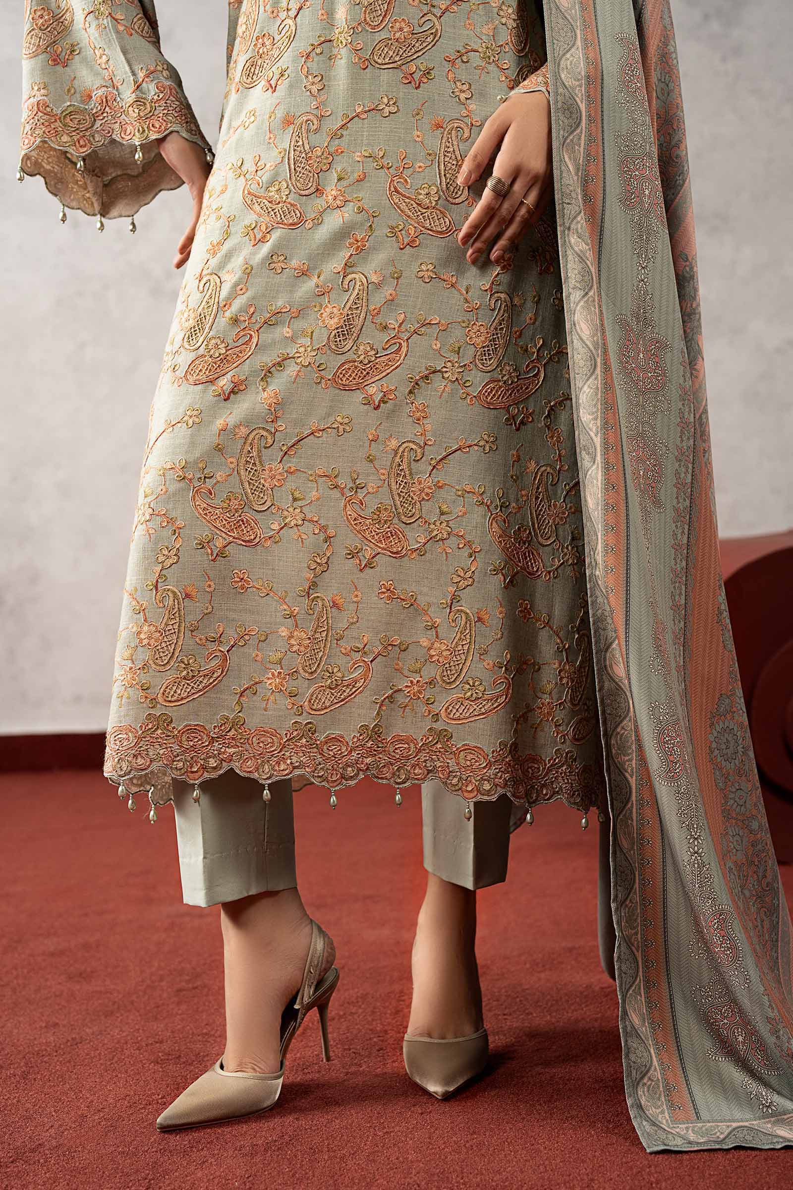 3 Piece Embroidered Irish Linen Suit