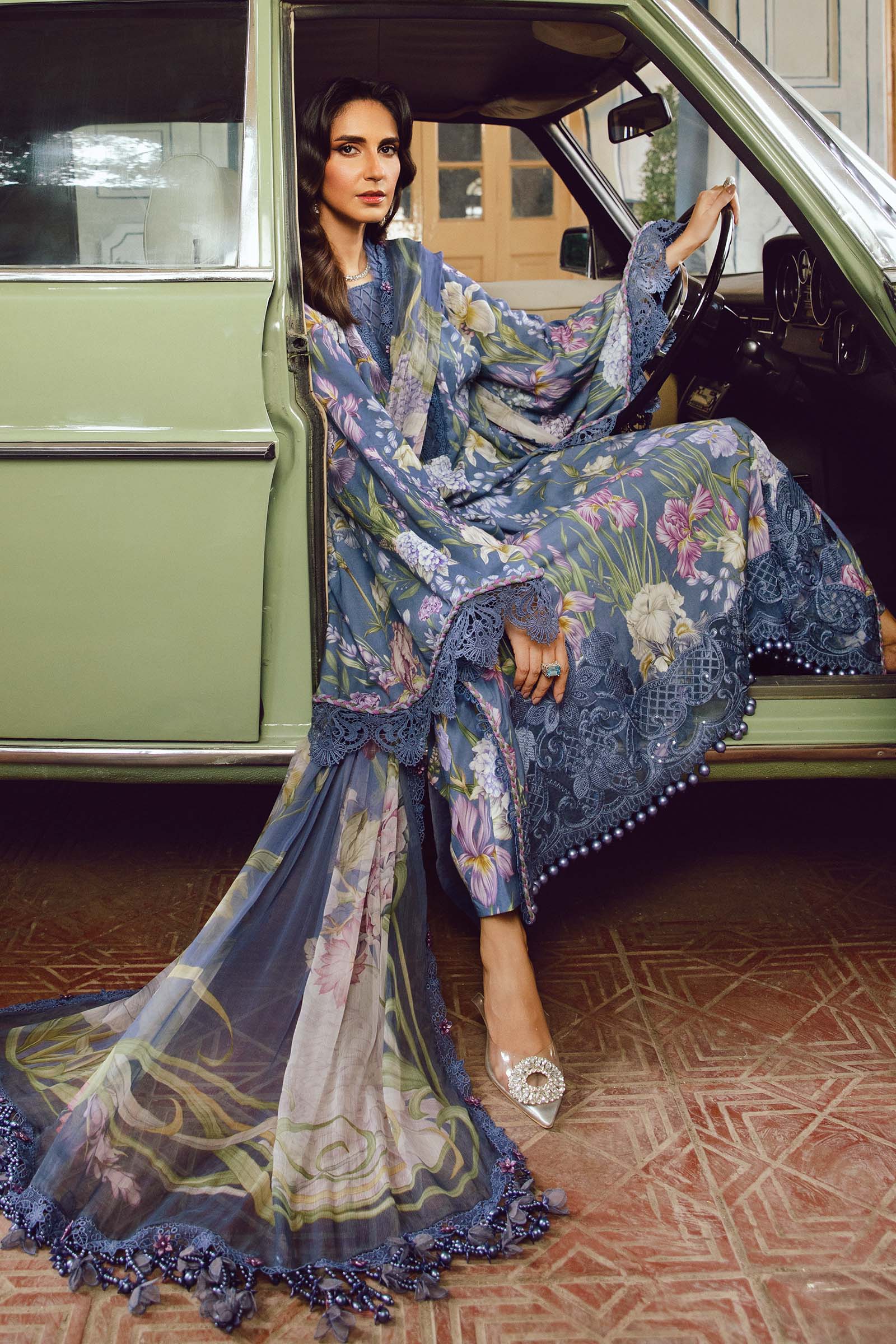 3 Piece Unstitched Embroidered Cambric Suit | MPT-2708-B