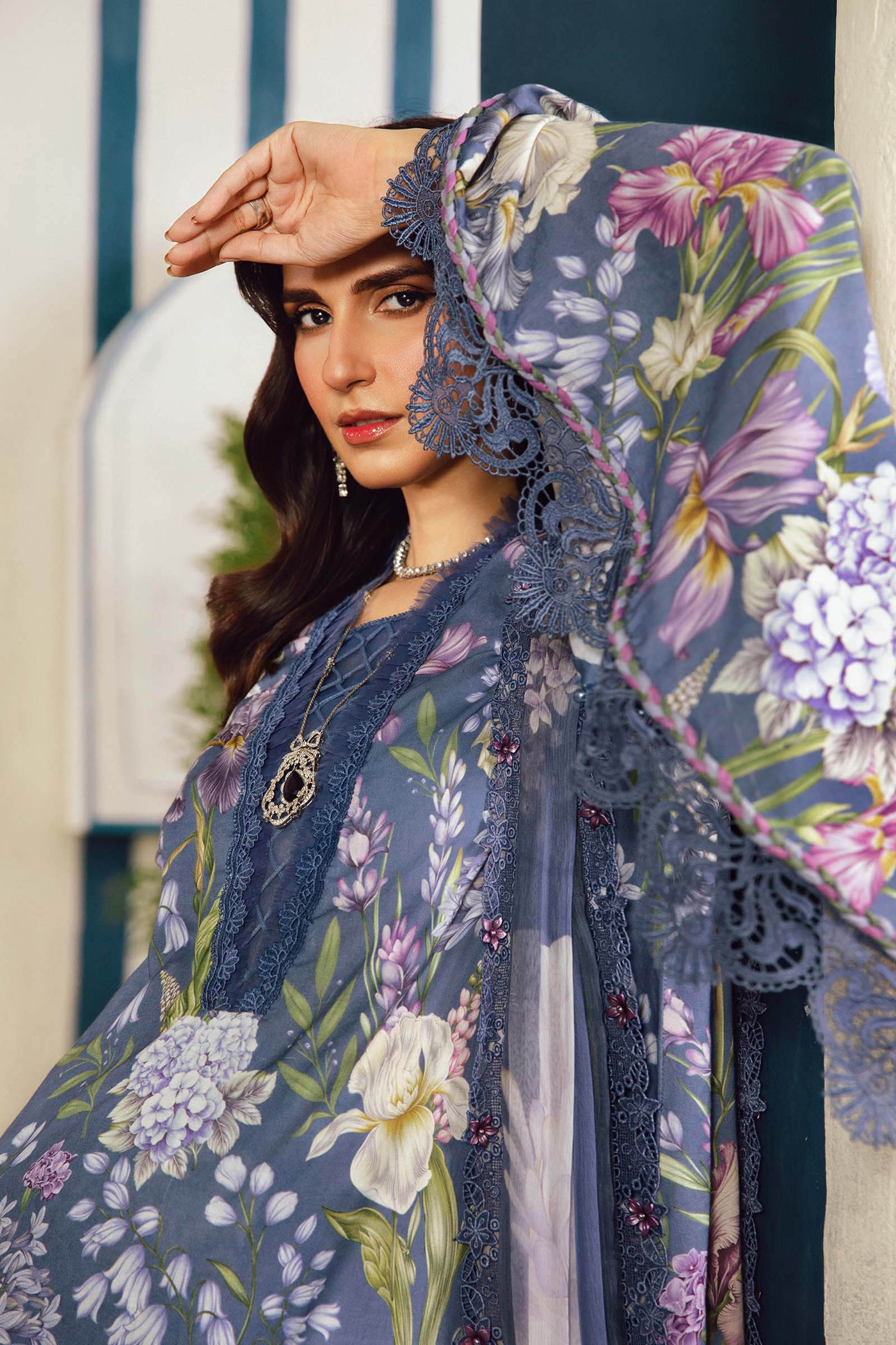 3 Piece Unstitched Embroidered Cambric Suit | MPT-2708-B