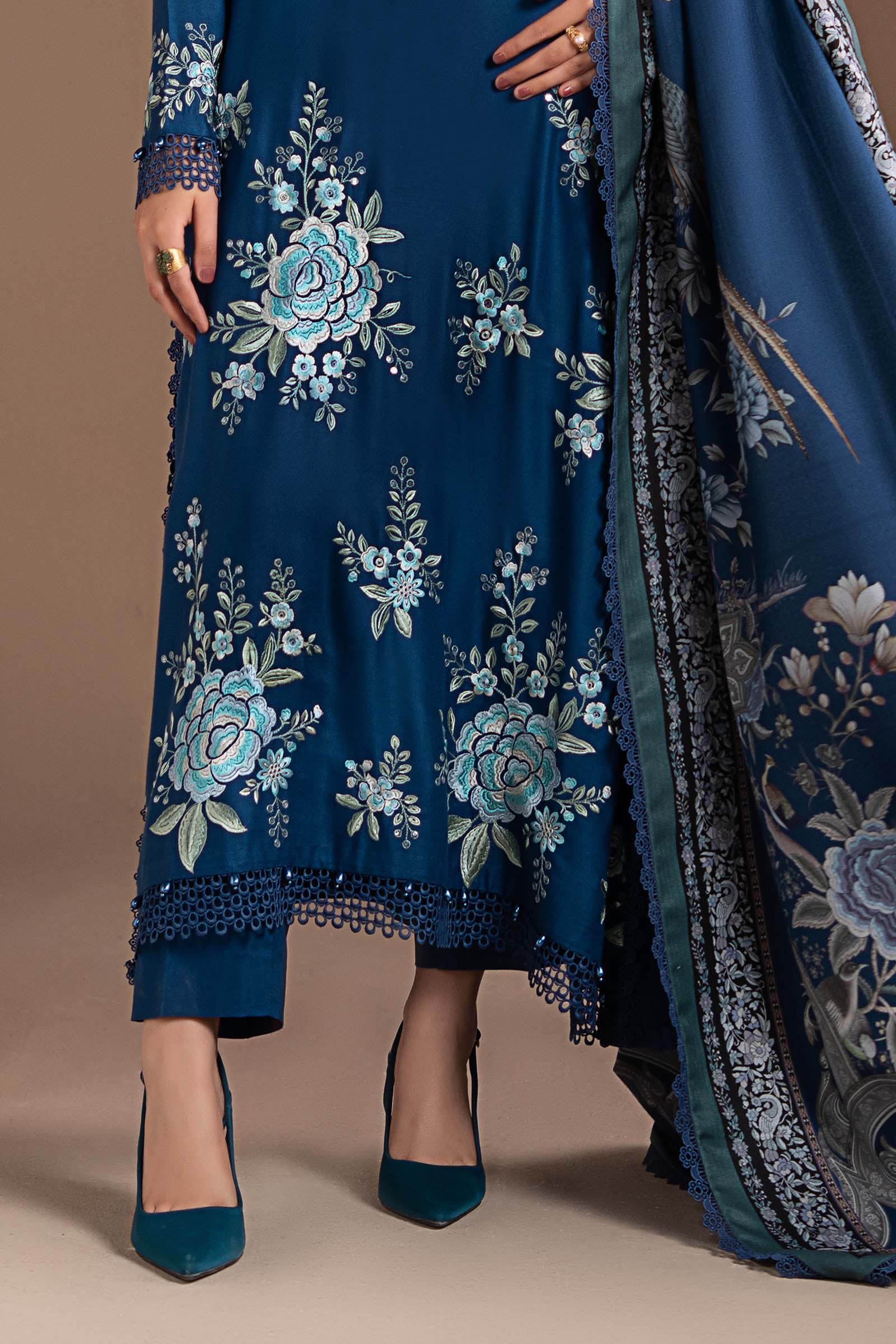 3 Piece Embroidered Twill Linen Suit