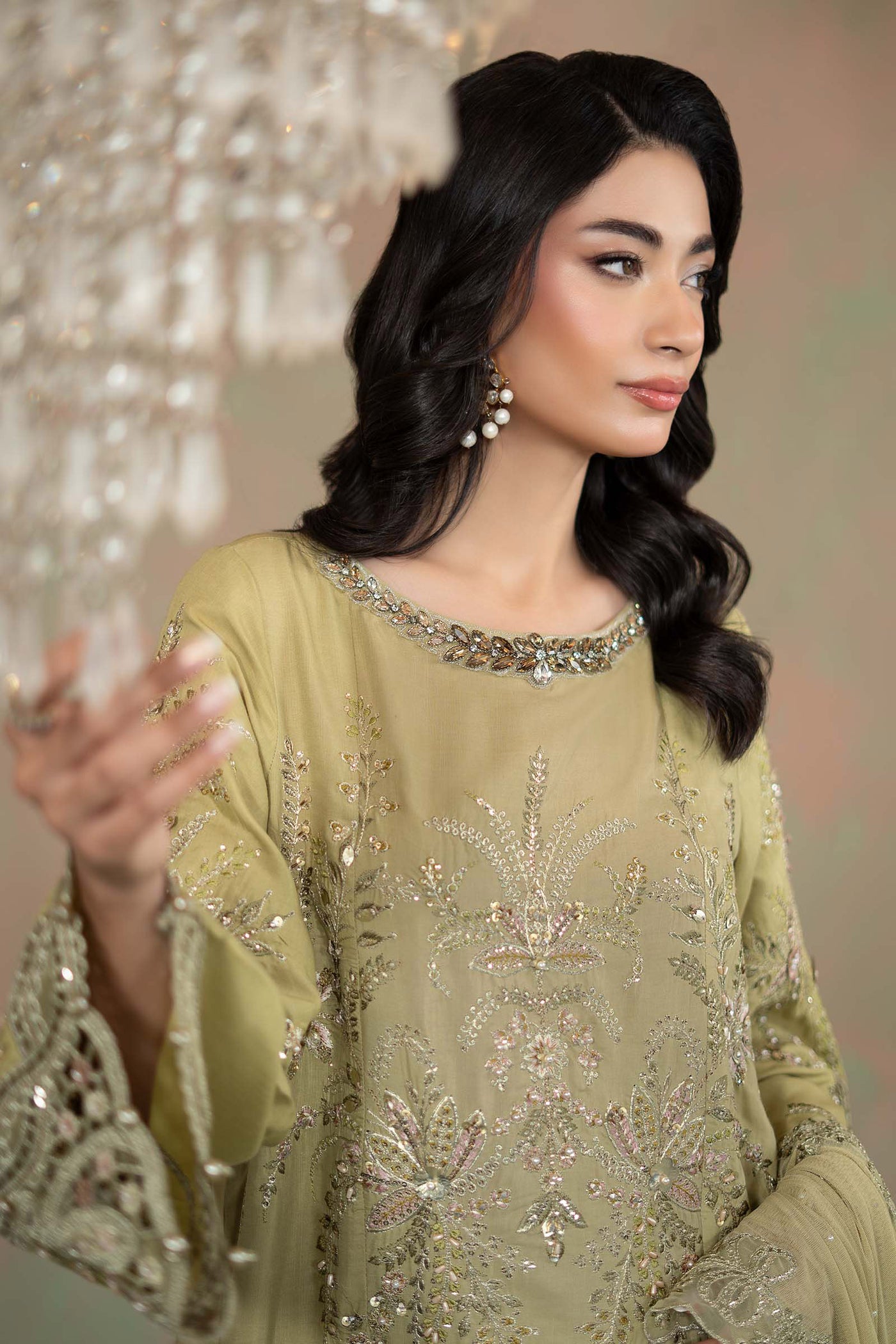 3 Piece Embroidered Raw Silk Suit