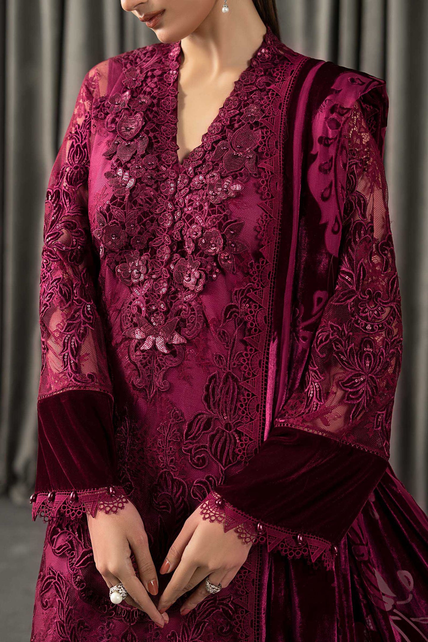 3 Piece Embroidered Chantilly Suit