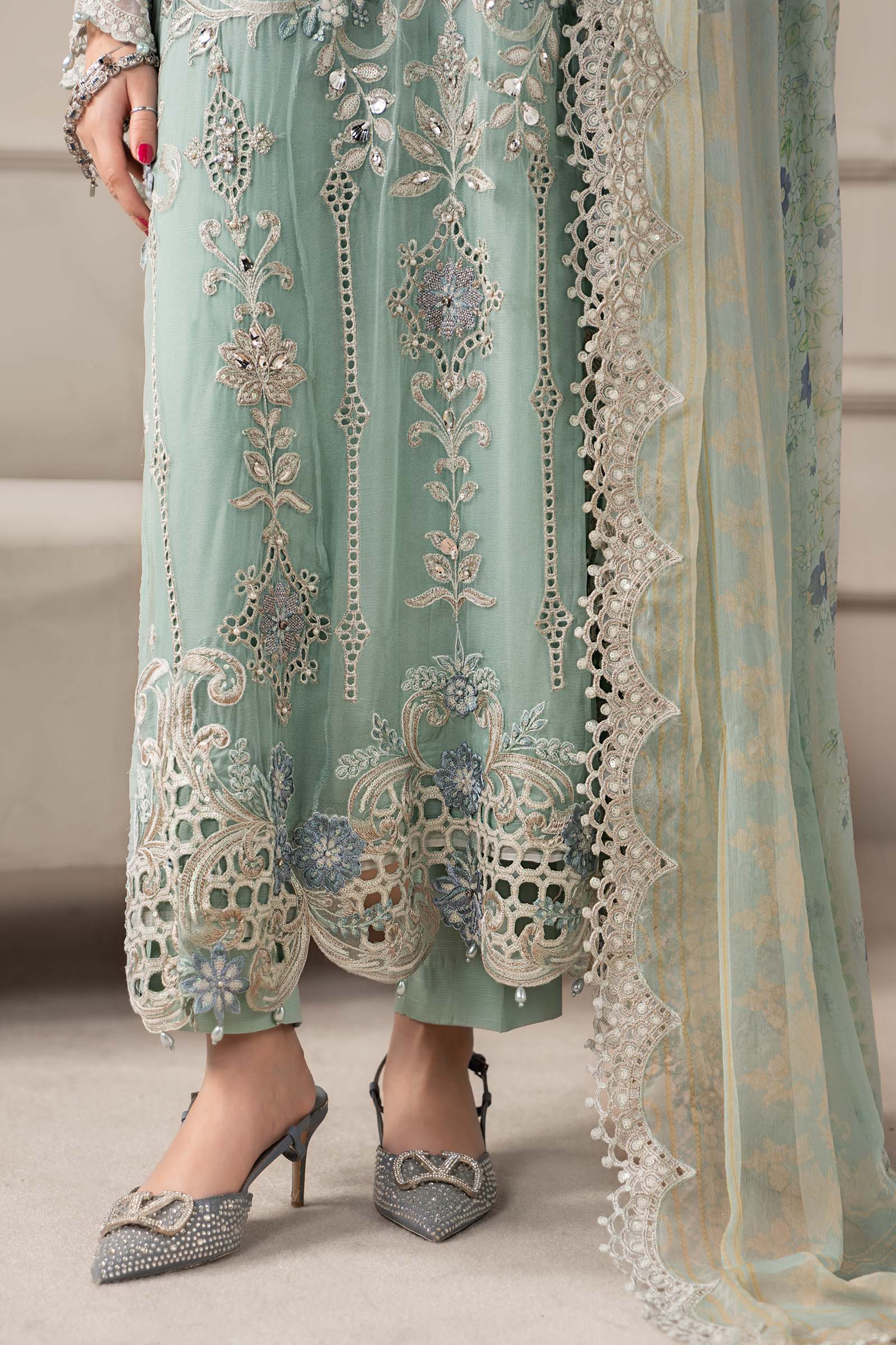 3 Piece Embroidered Chiffon Suit | MCS-25-108