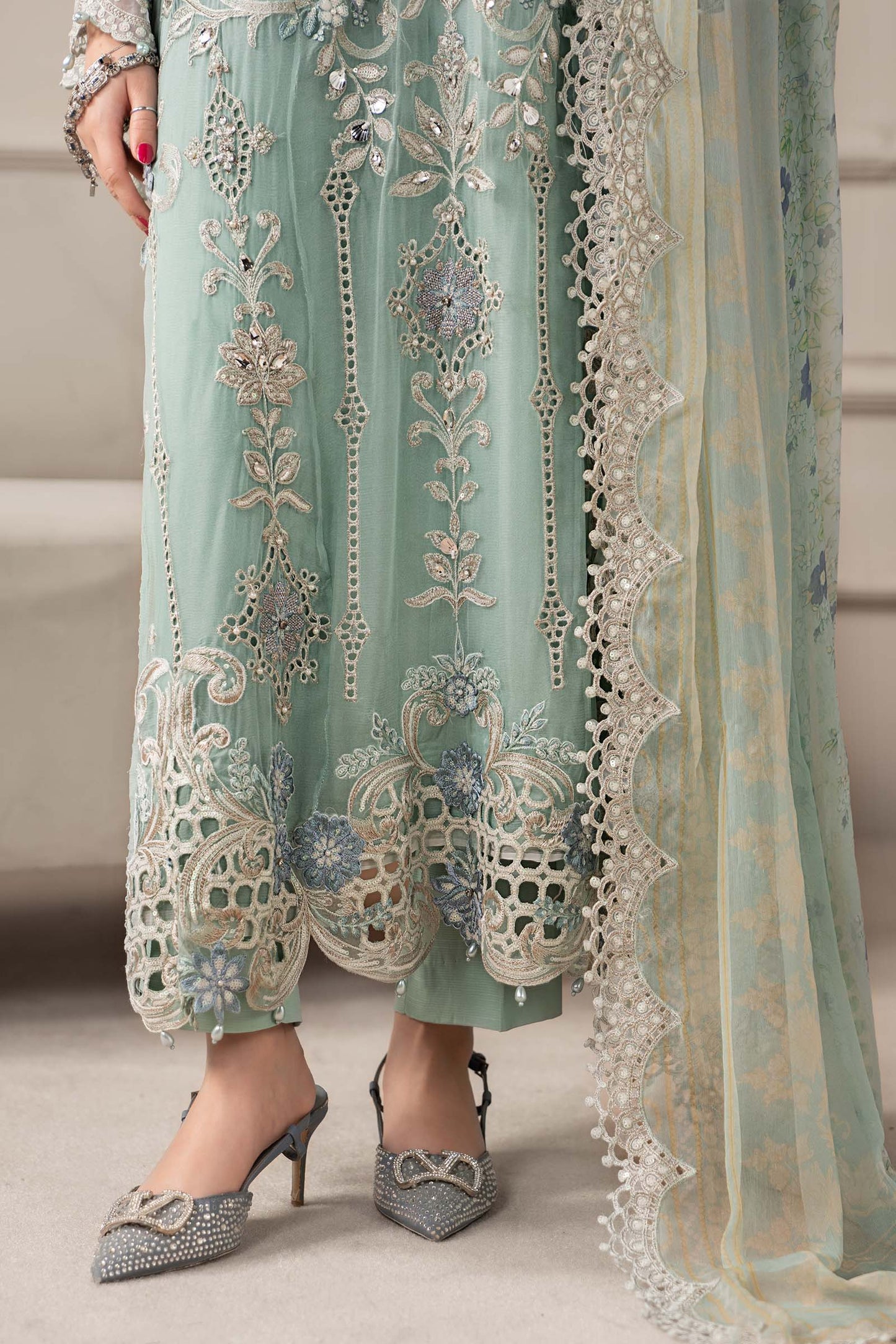 3 Piece Embroidered Chiffon Suit | MCS-25-108