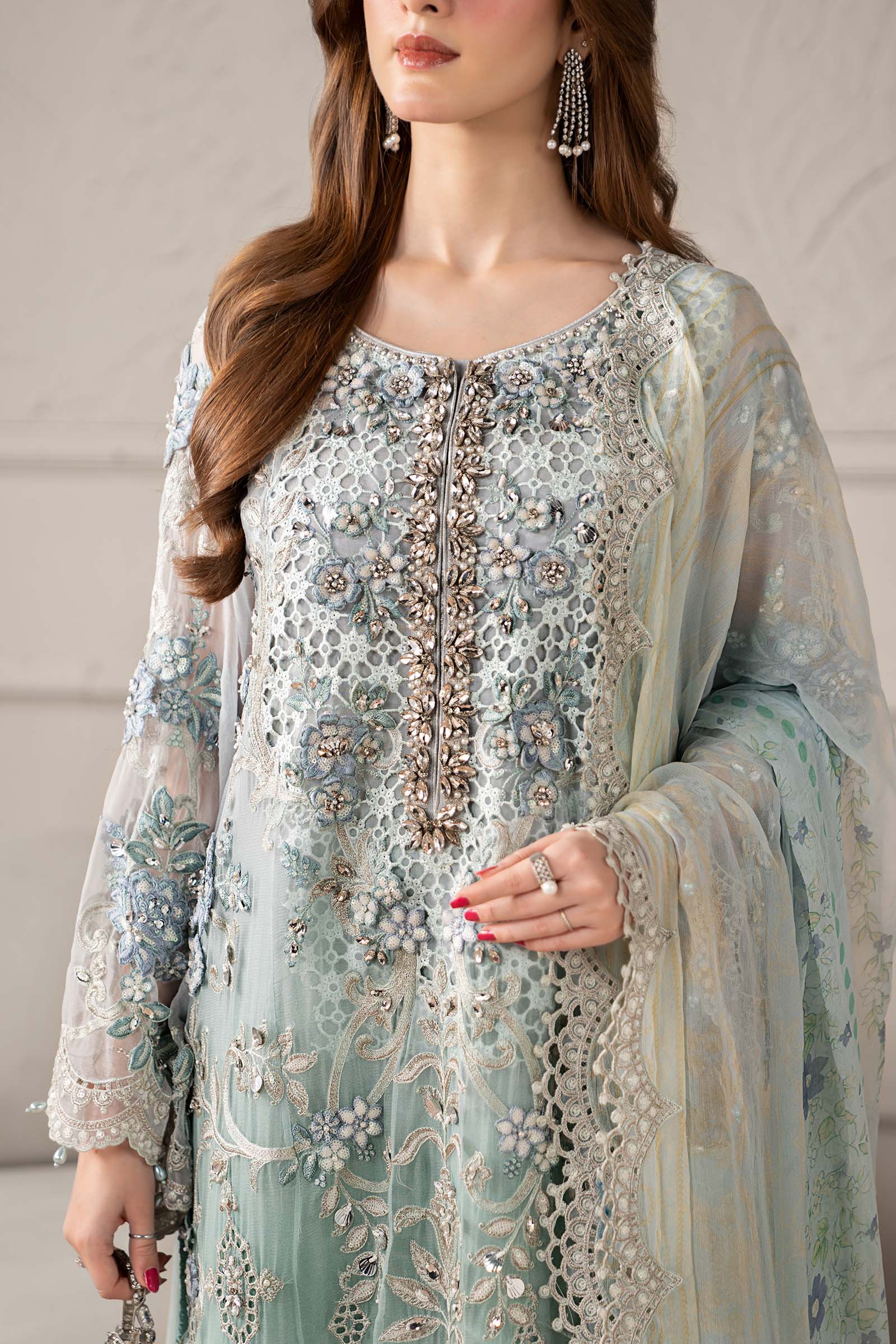 3 Piece Embroidered Chiffon Suit | MCS-25-108
