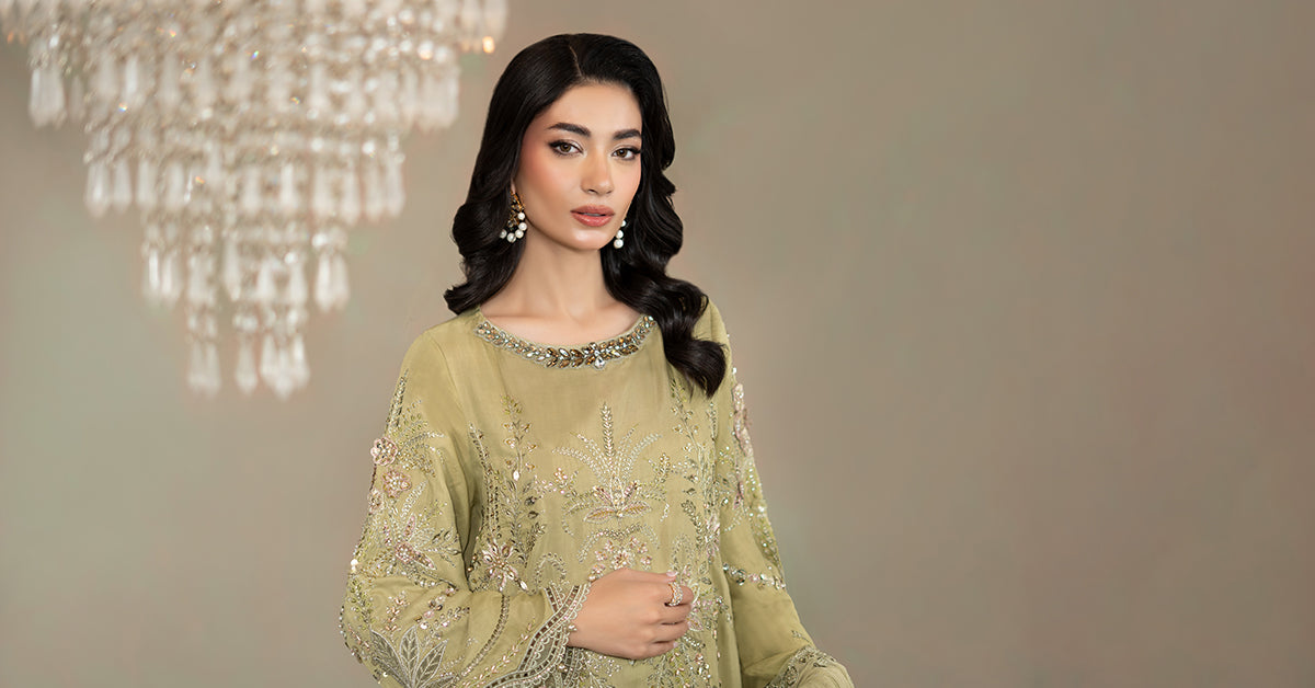 3 Piece Embroidered Raw Silk Suit