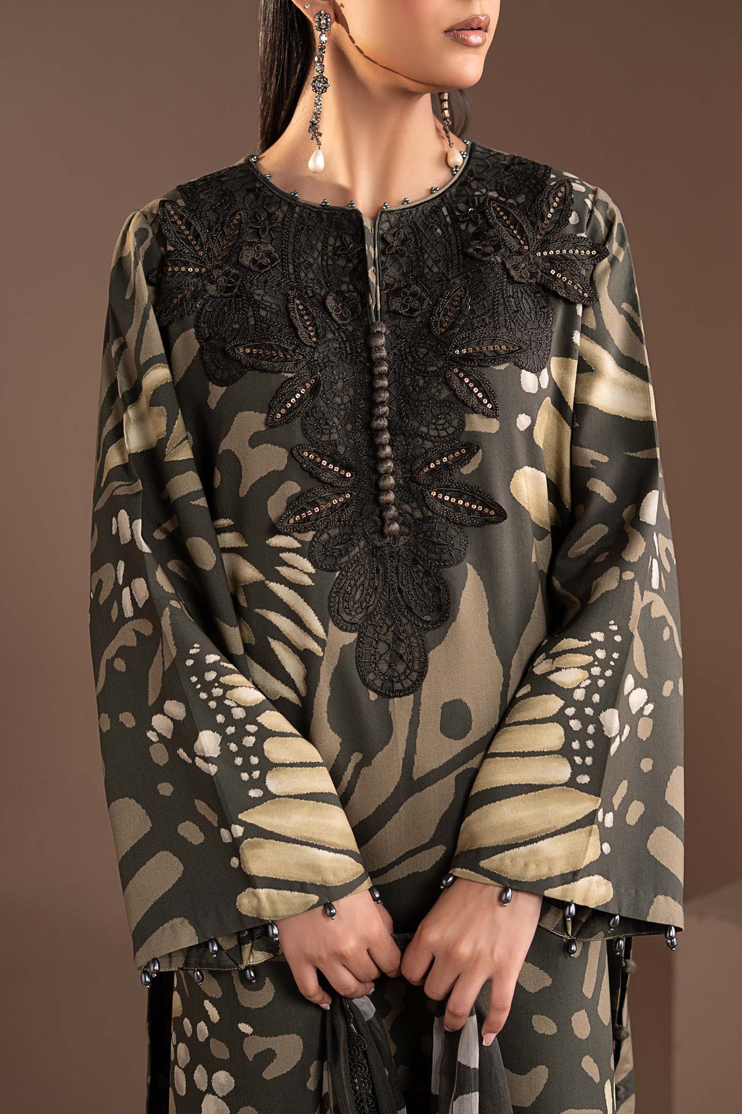 3 Piece Embroidered Linen Suit