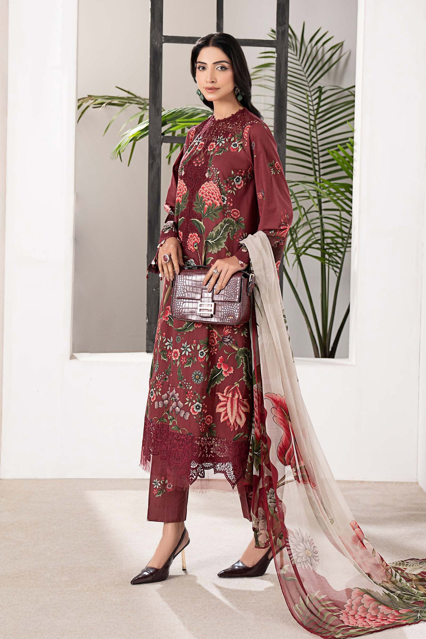 3 Piece Embroidered Cambric Suit