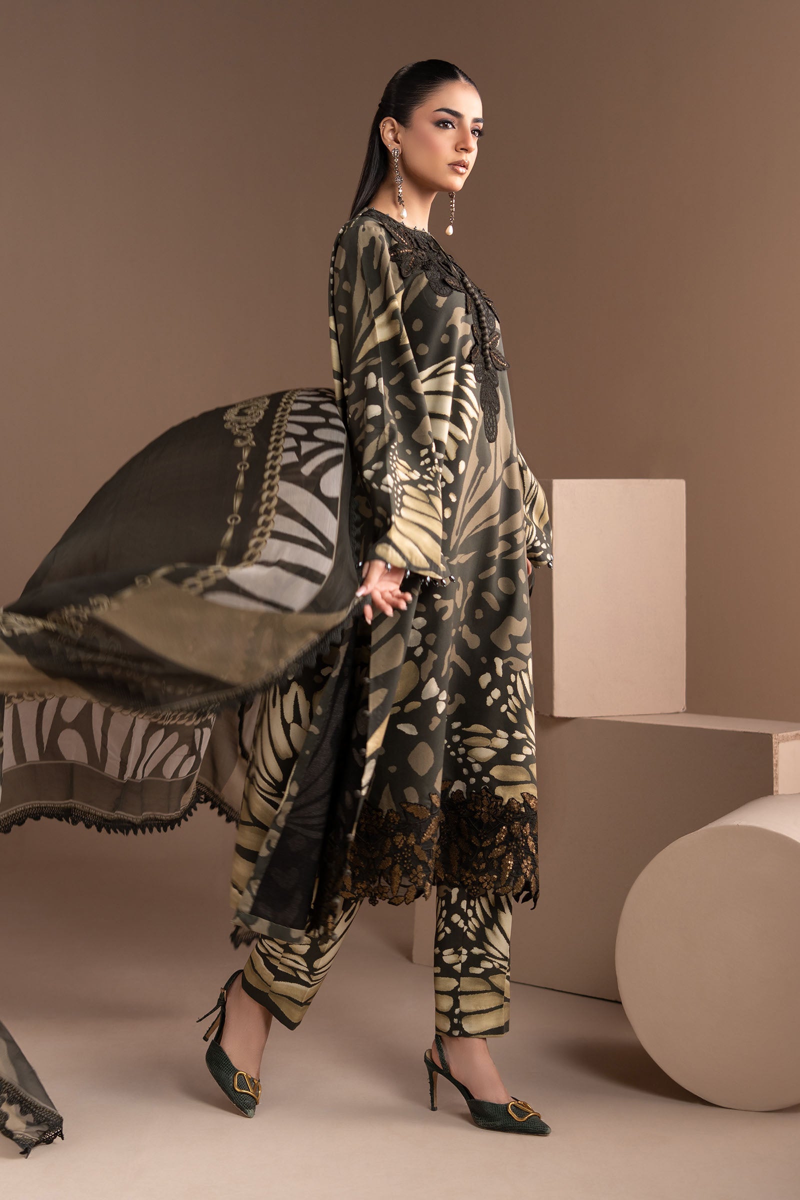 3 Piece Embroidered Linen Suit