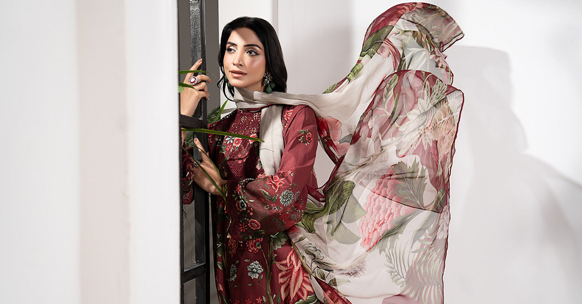 3 Piece Embroidered Cambric Suit