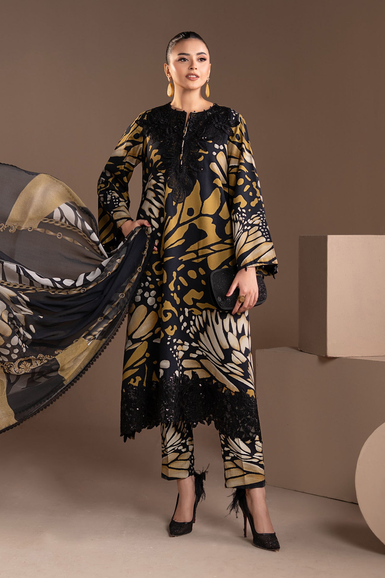 3 Piece Embroidered Linen Suit