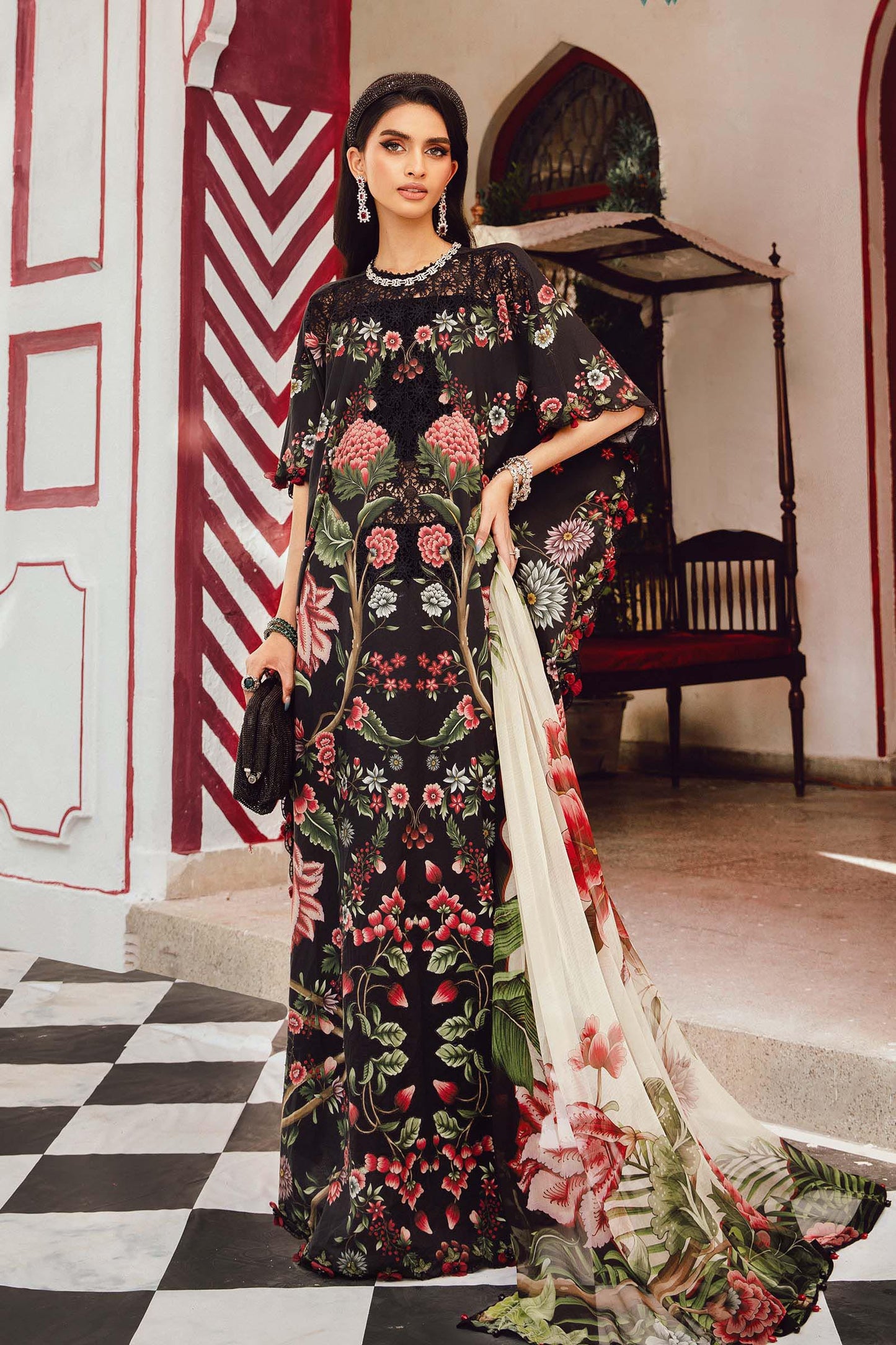 3 Piece Unstitched Embroidered Cambric Suit | MPT-2709-B