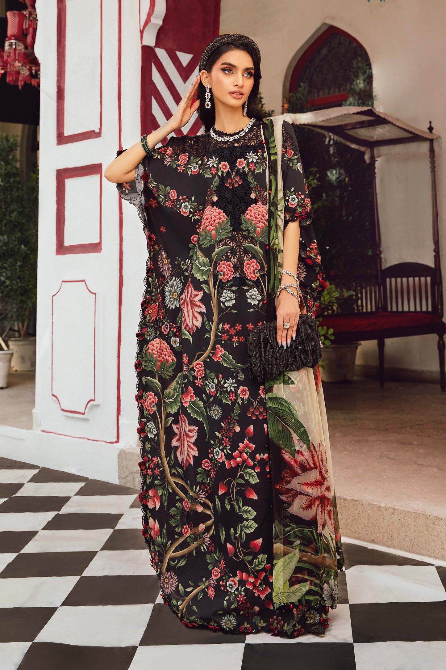 3 Piece Unstitched Embroidered Cambric Suit | MPT-2709-B