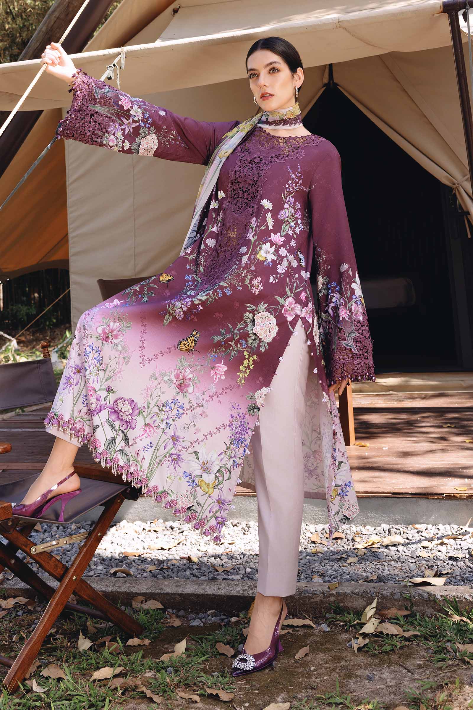 3 Piece Unstitched Embroidered Lawn Suit