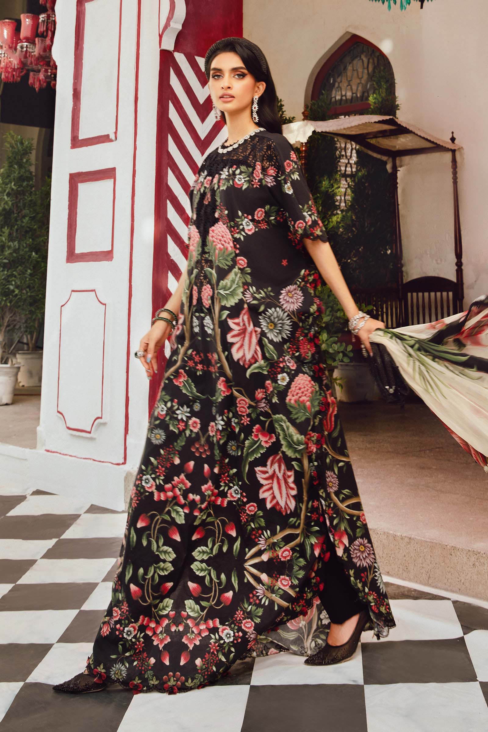 3 Piece Unstitched Embroidered Cambric Suit | MPT-2709-B