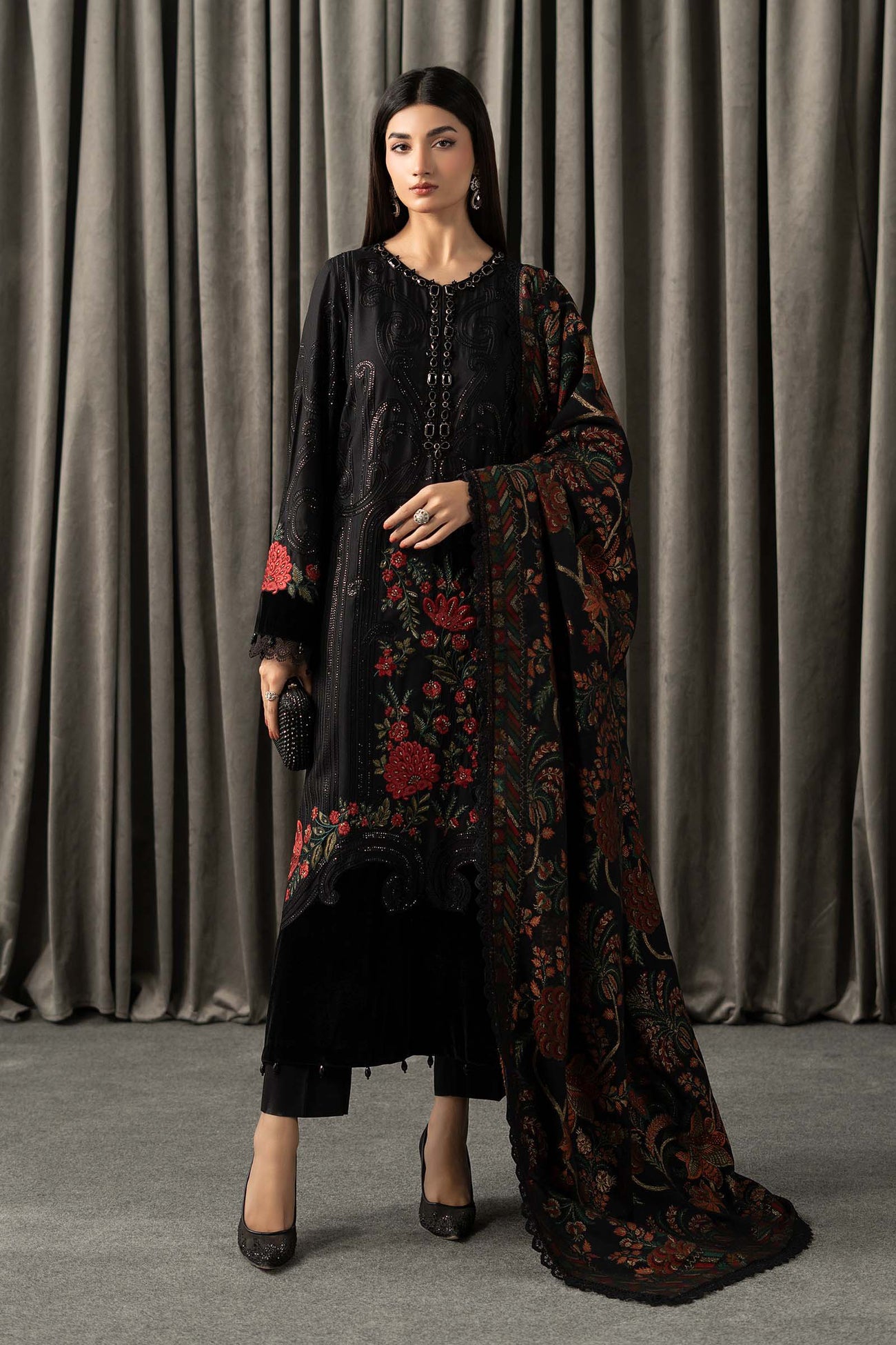 3 Piece Embroidered Linen Suit