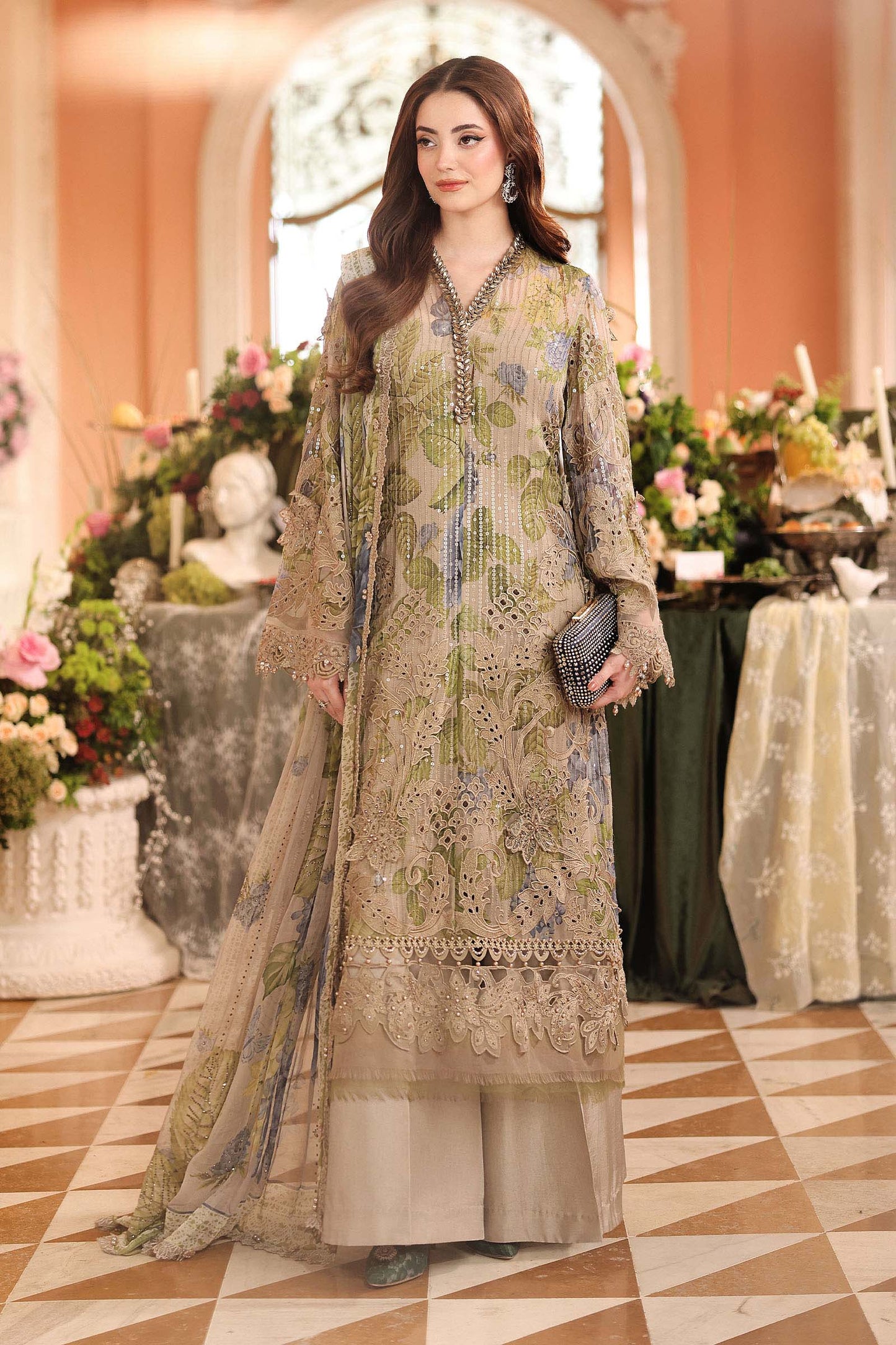 3 Piece Embroidered Chiffon Suit