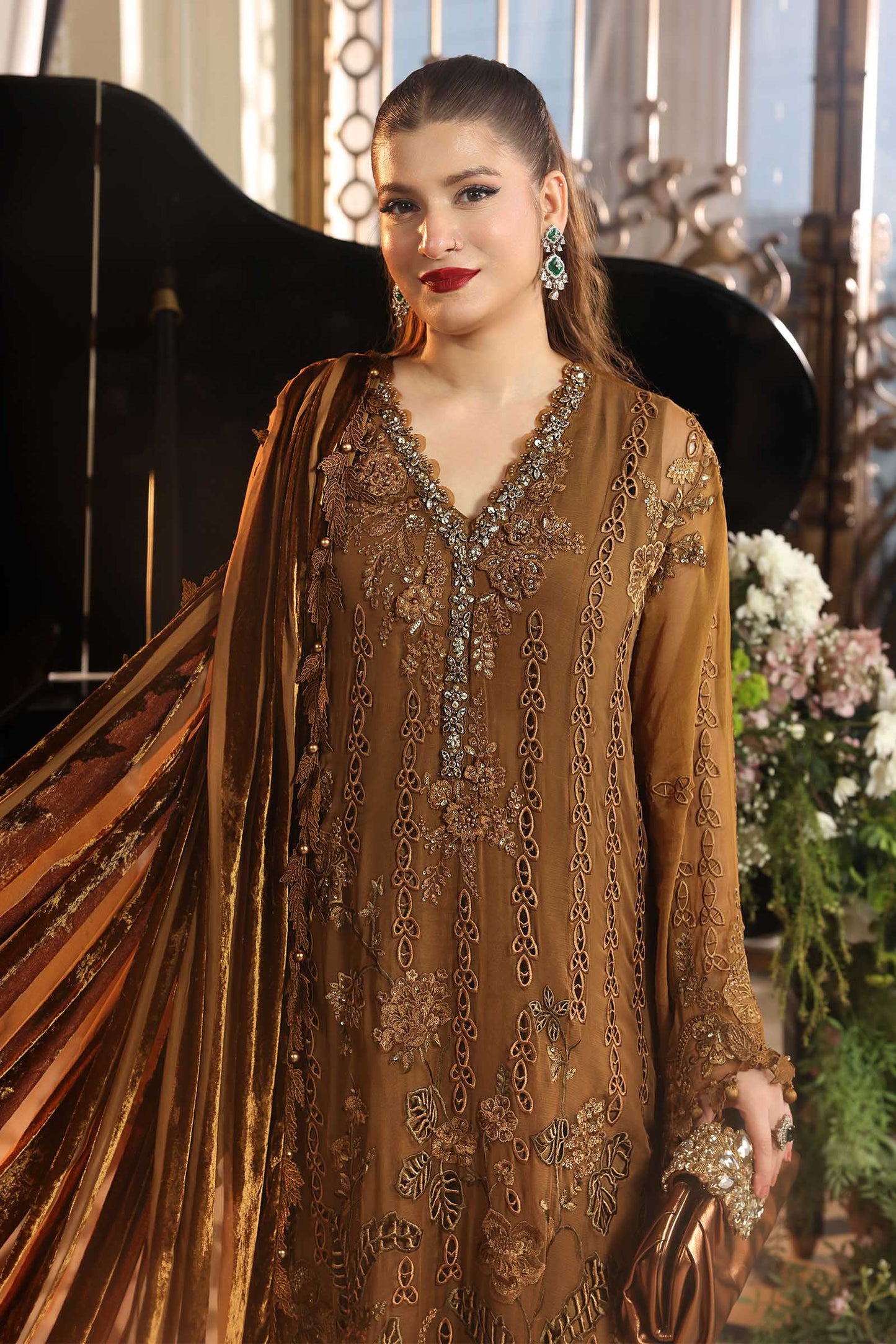 3 Piece Embroidered Chiffon Suit