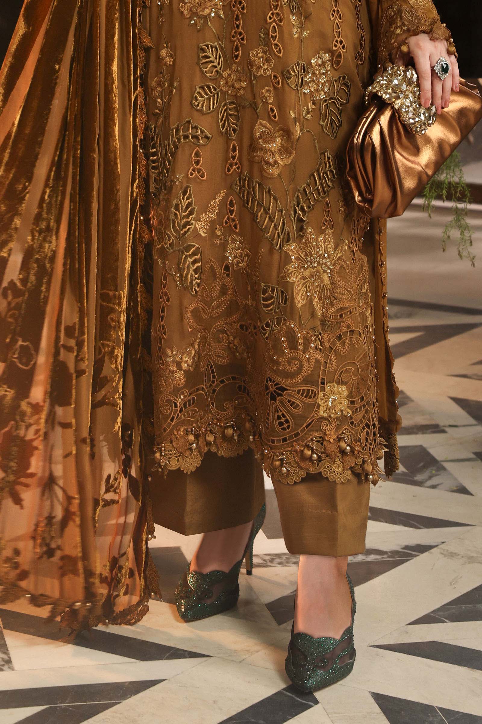 3 Piece Unstitched Embroidered Chiffon Suit