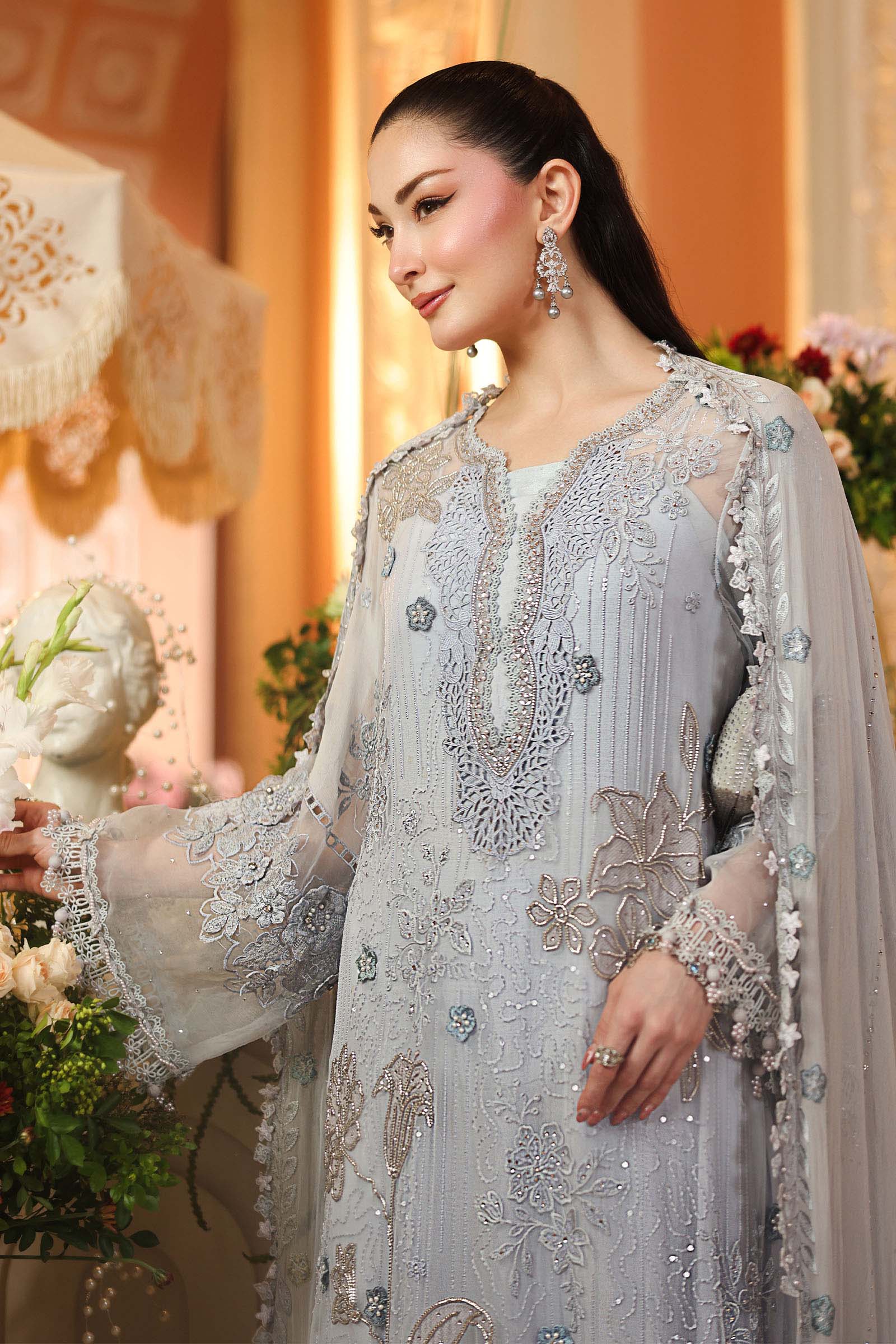 3 Piece Embroidered Chiffon Suit