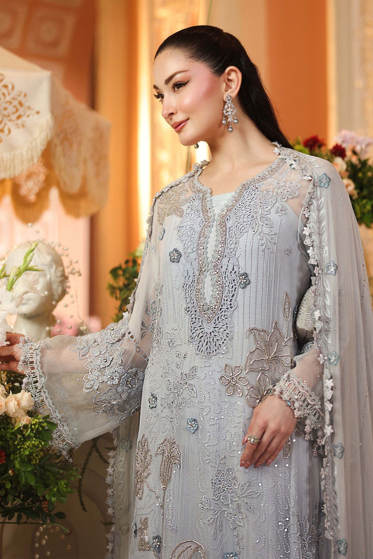 3 Piece Unstitched Embroidered Chiffon Suit