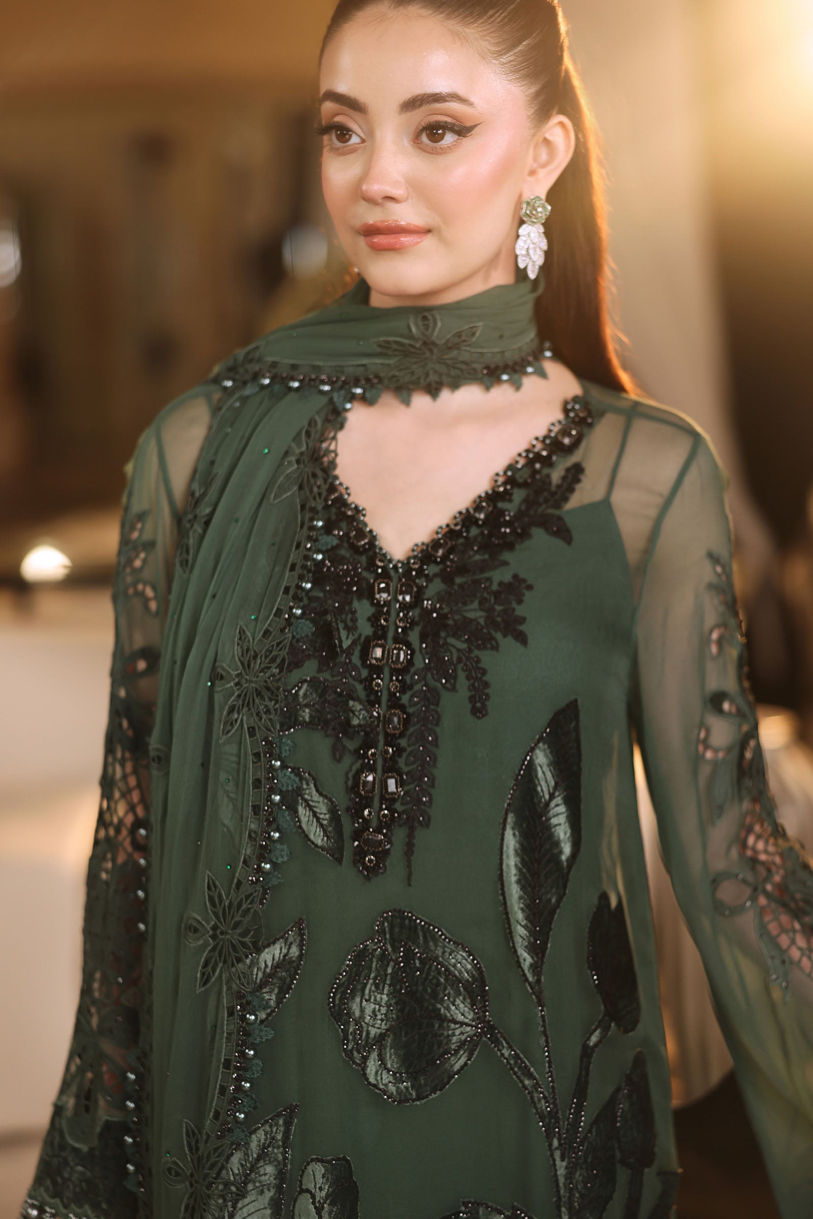 3 Piece Unstitched Embroidered Chiffon Suit