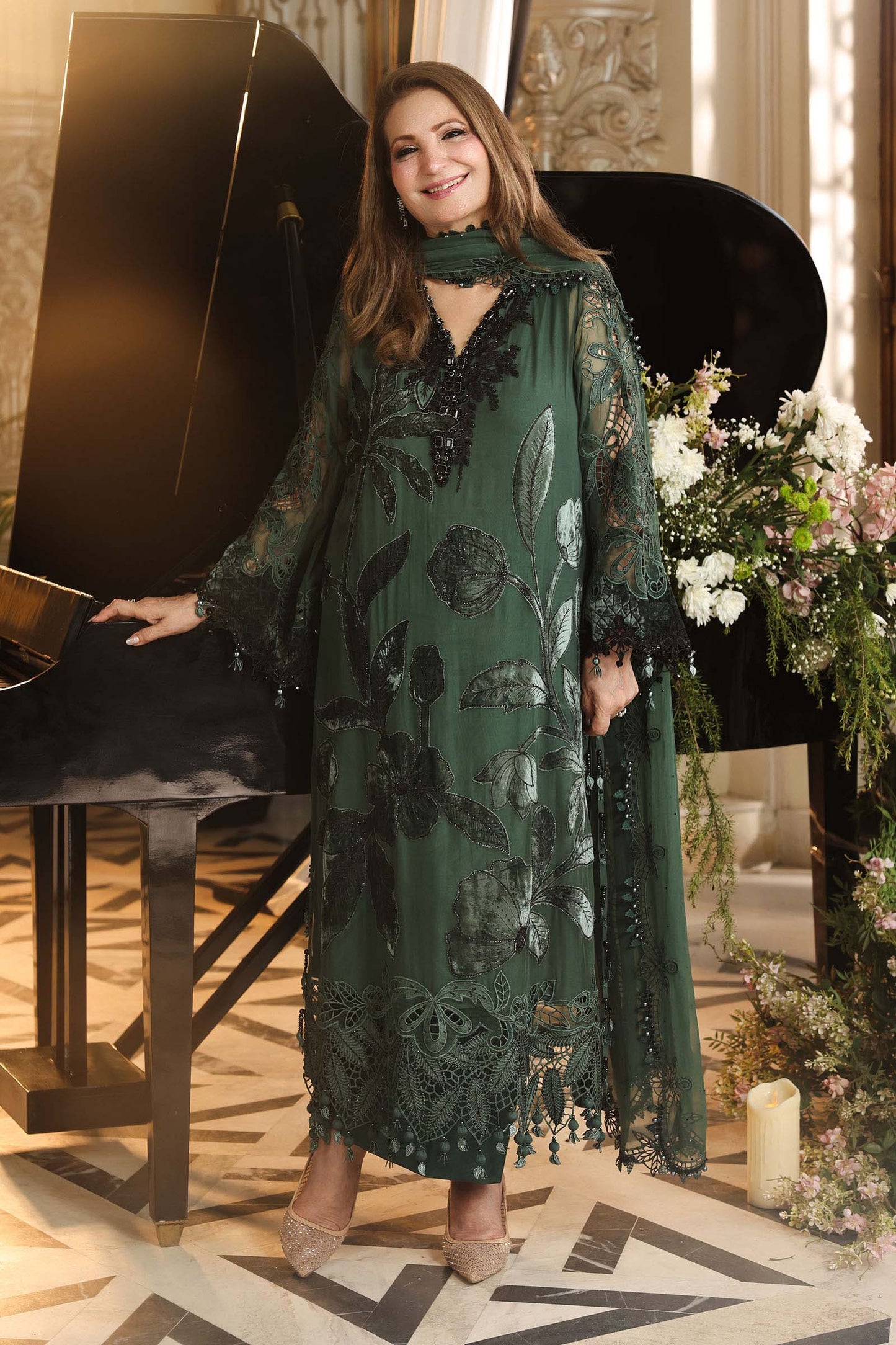 3 Piece Embroidered Chiffon Suit