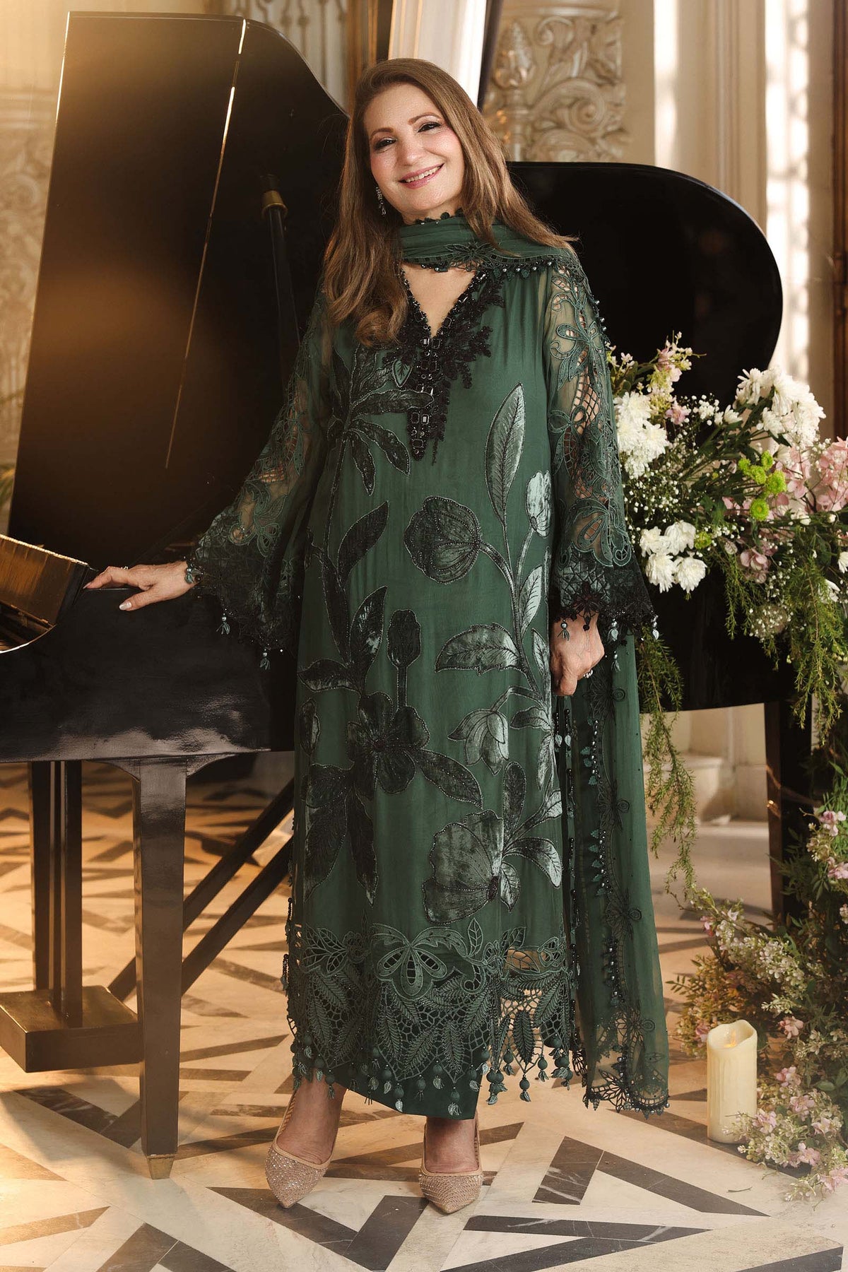 3 Piece Unstitched Embroidered Chiffon Suit