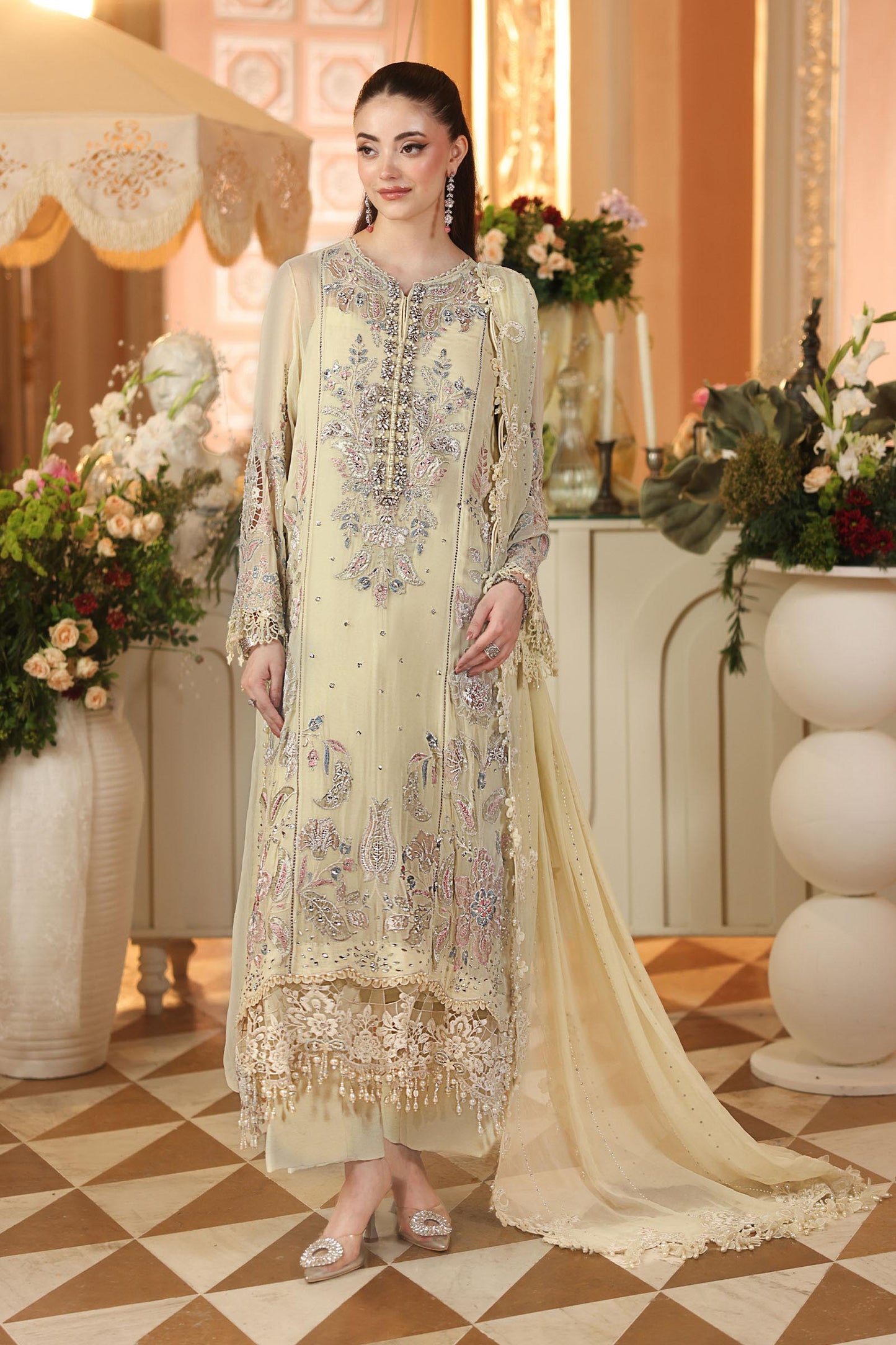 3 Piece Embroidered Chiffon Suit