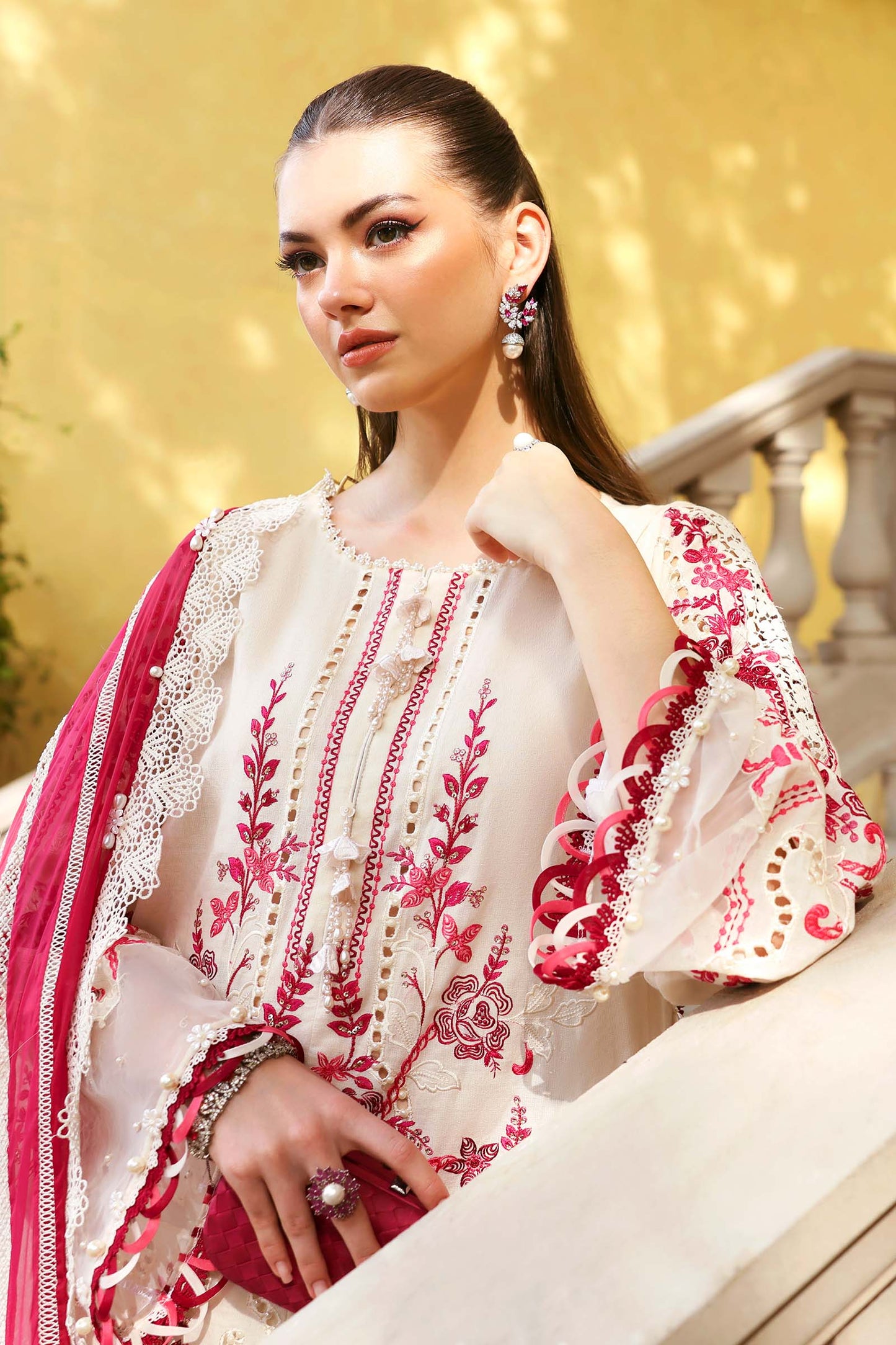 3 Piece Unstitched Embroidered Jacquard Lawn Suit