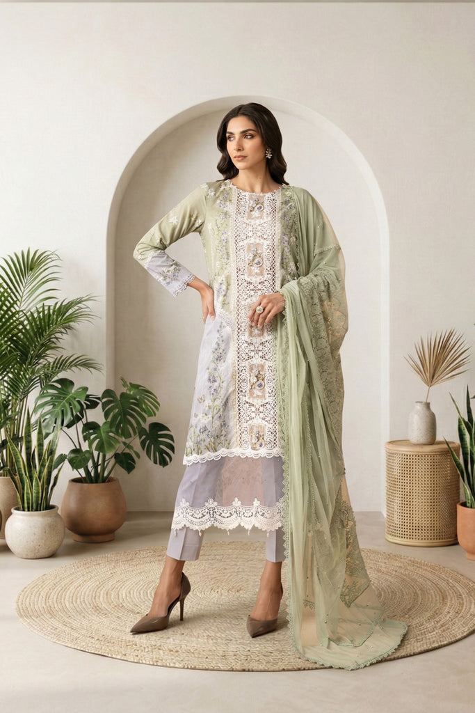 Maria B 3 Piece Embroidered Lawn Suit, view 1