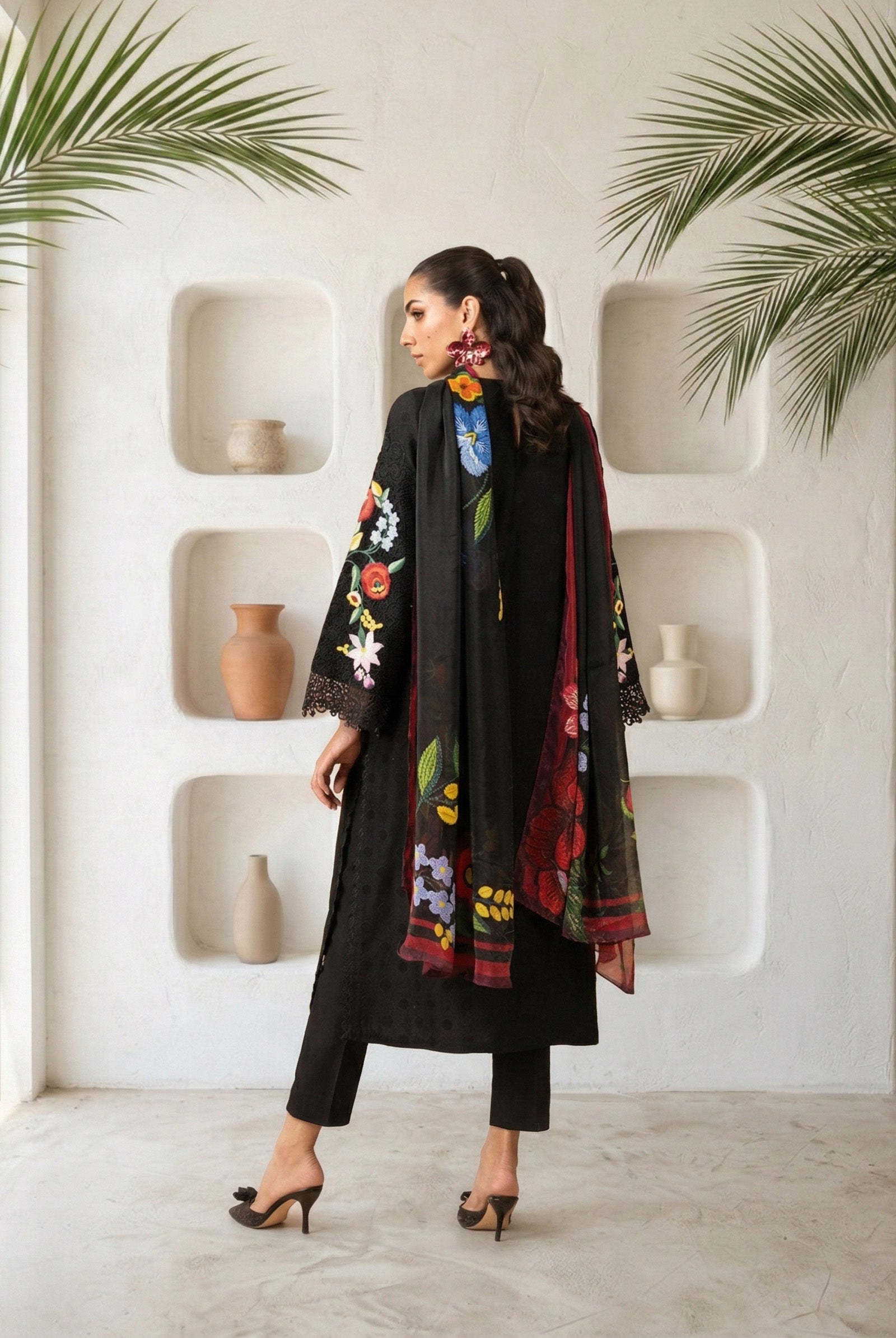 3 Piece Embroidered Jacquard Lawn Suit