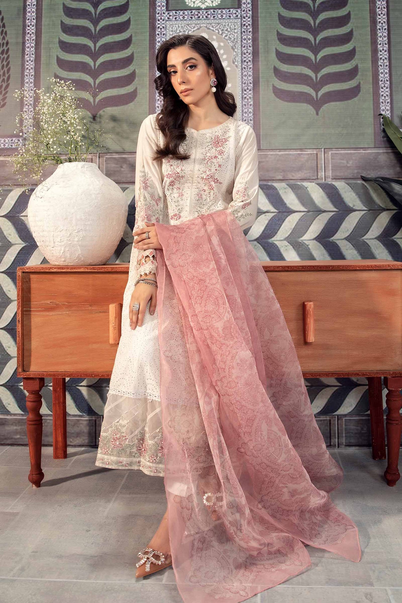 3 Piece Embroidered Net Suit