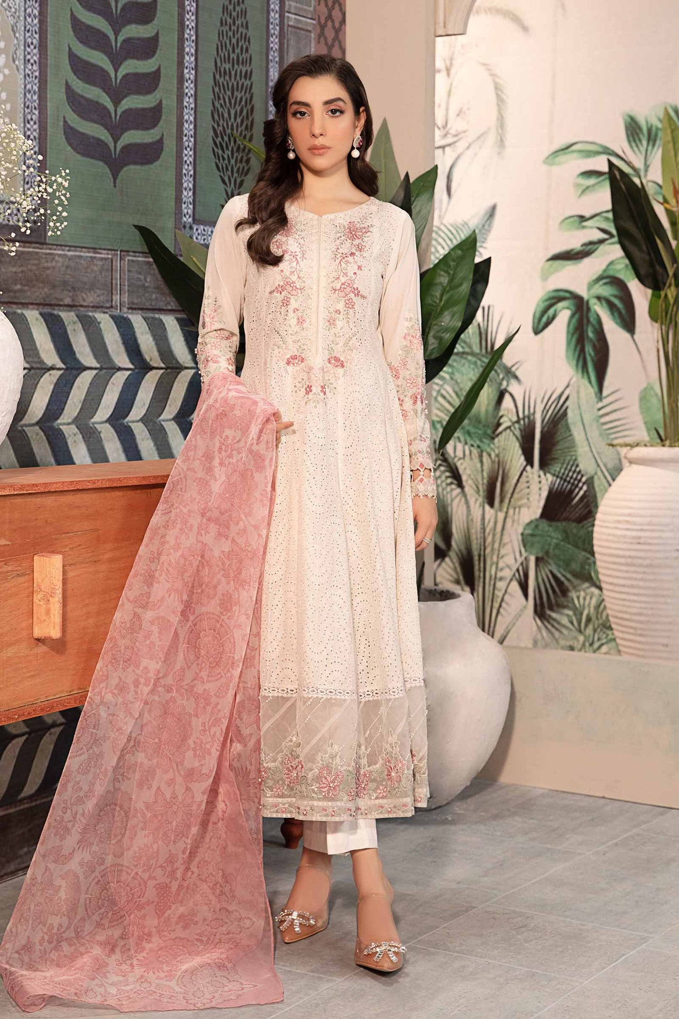 3 Piece Embroidered Net Suit