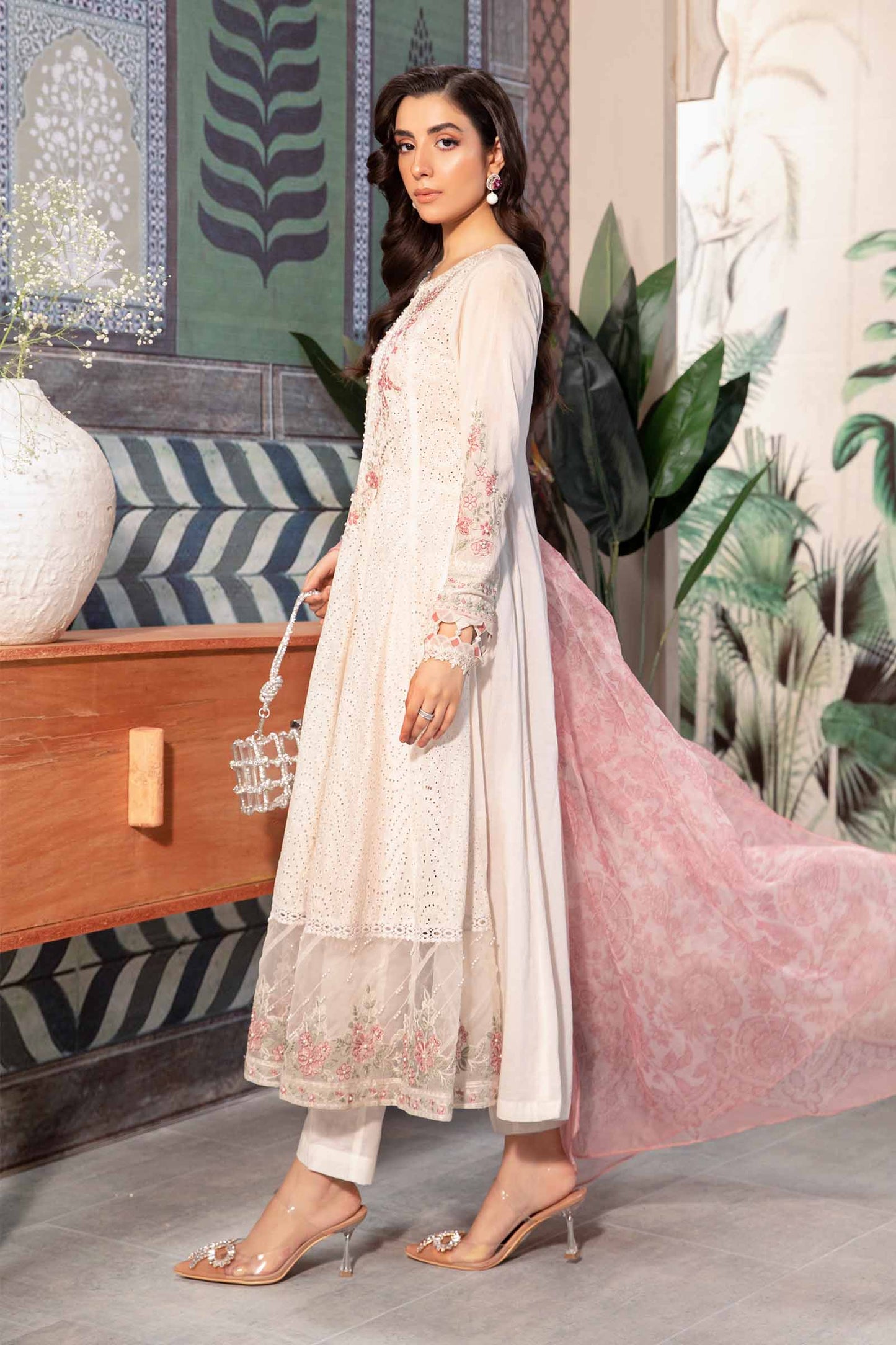 3 Piece Embroidered Net Suit