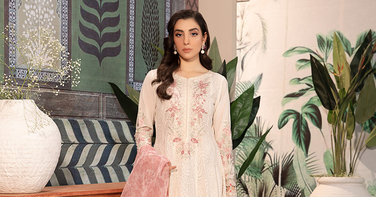 3 Piece Embroidered Net Suit