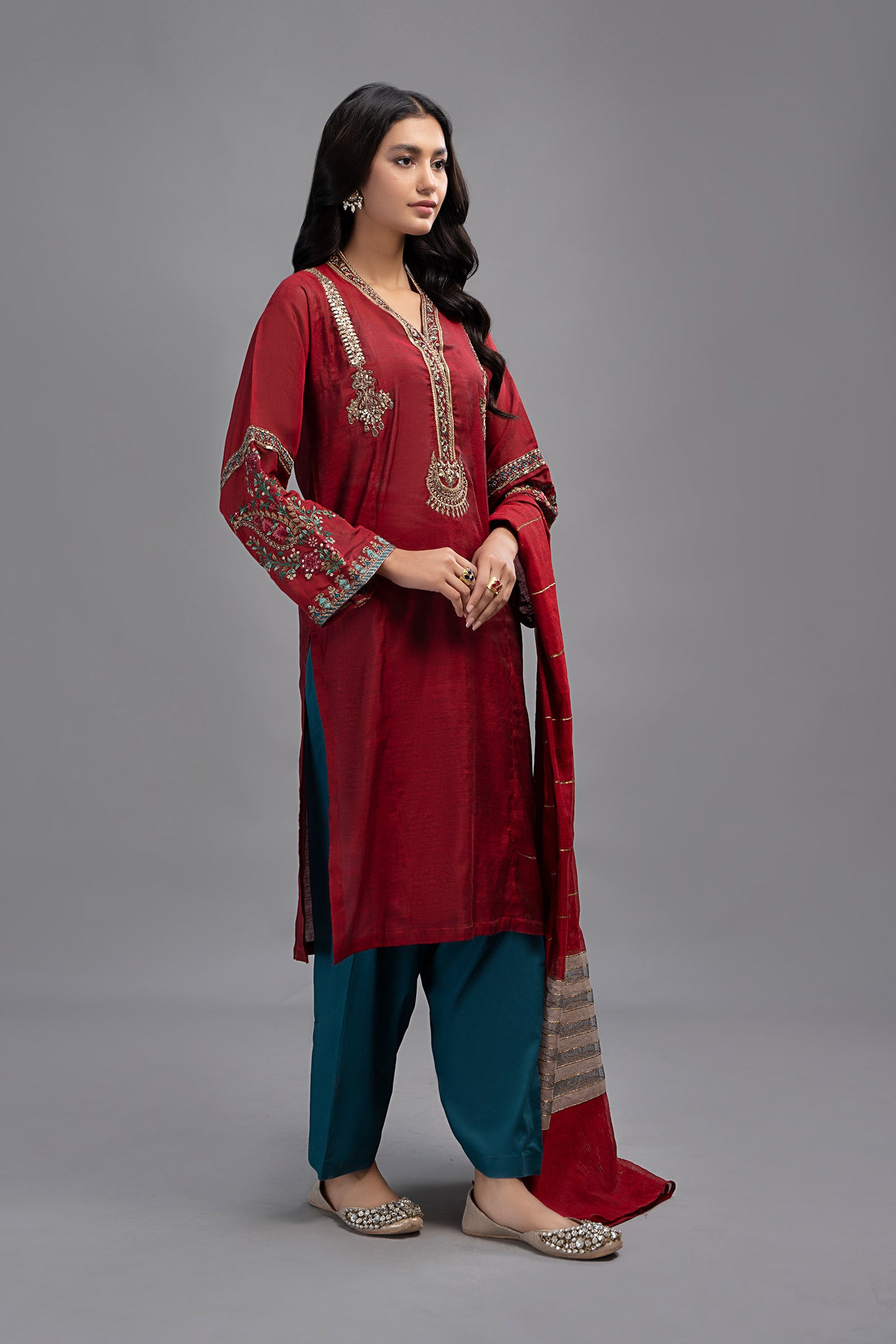 3 Piece Dyed Paper Cotton Suit | DW-EF23-89