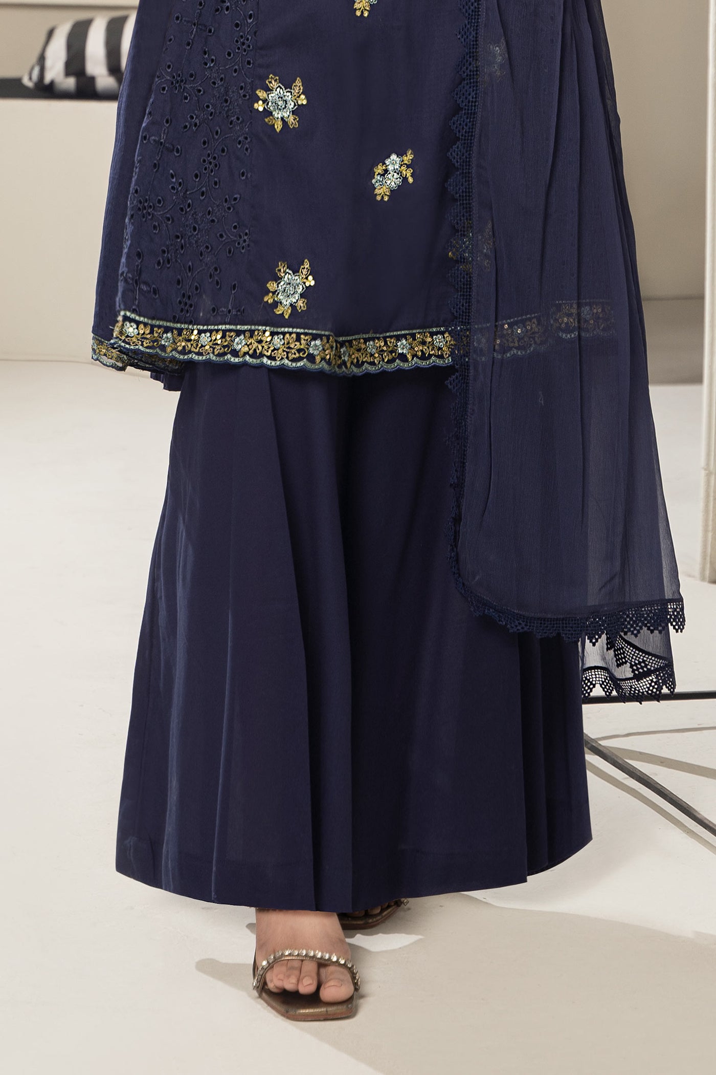 3 Piece Embroidered Dobby Suit