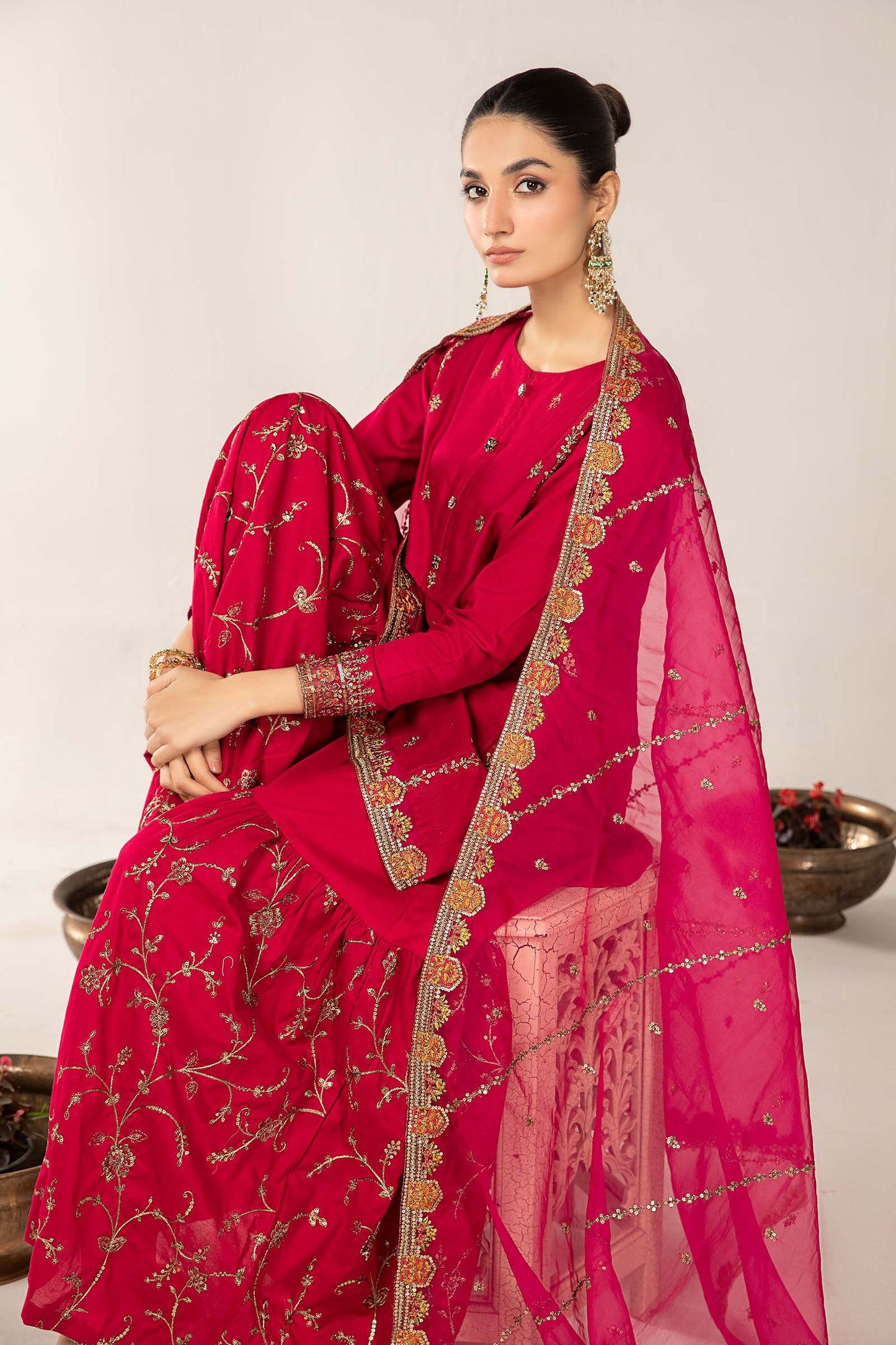 3 Piece Embroidered Dobby Lawn Suit