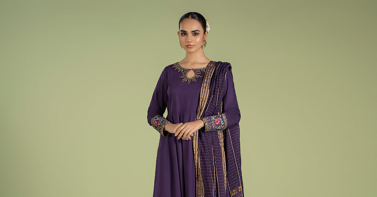 3 Piece Dyed Lawn Suit