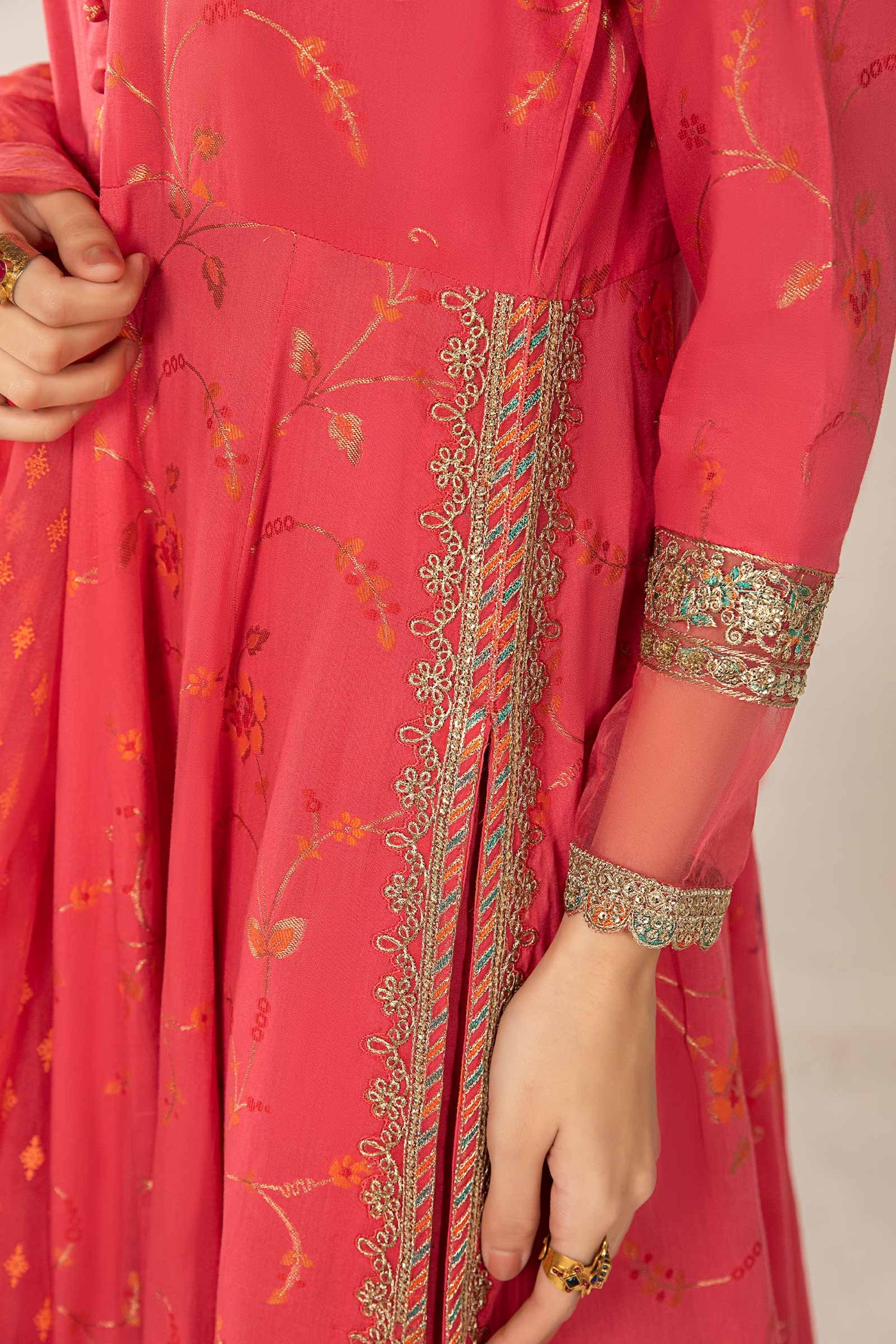 3 Piece Embroidered Jacquard Broshia Suit