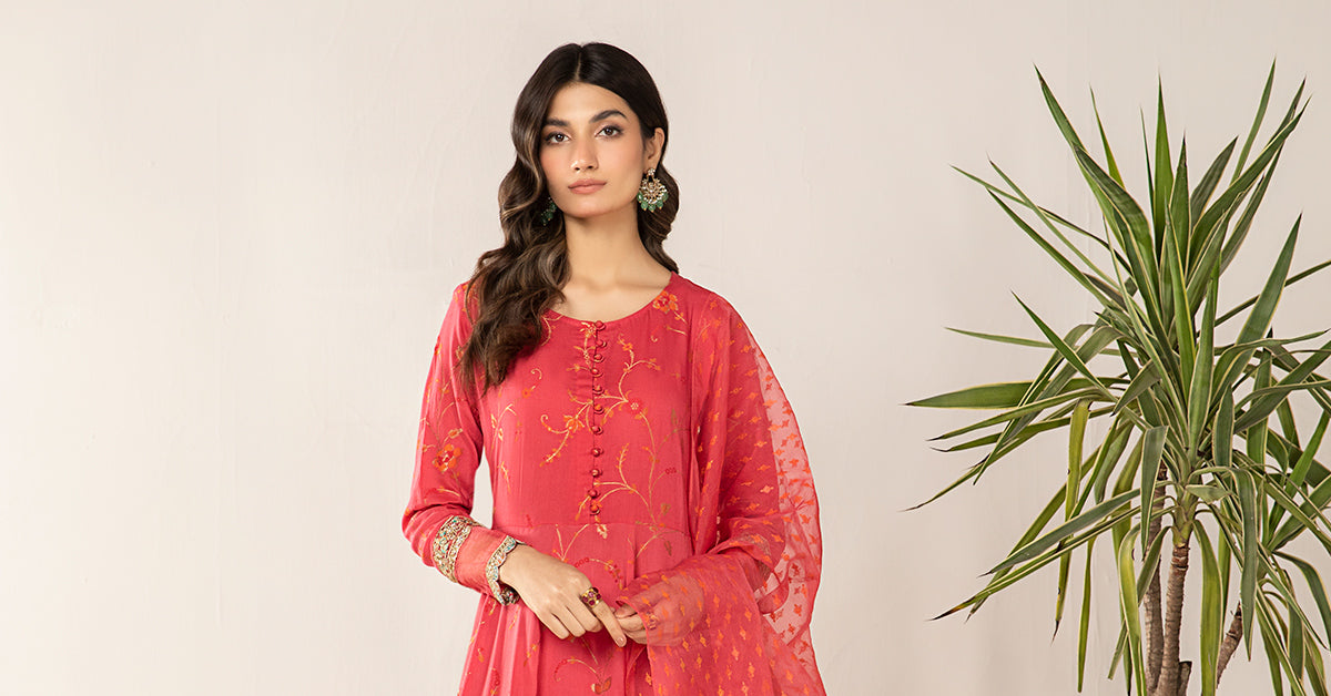 3 Piece Embroidered Jacquard Broshia Suit