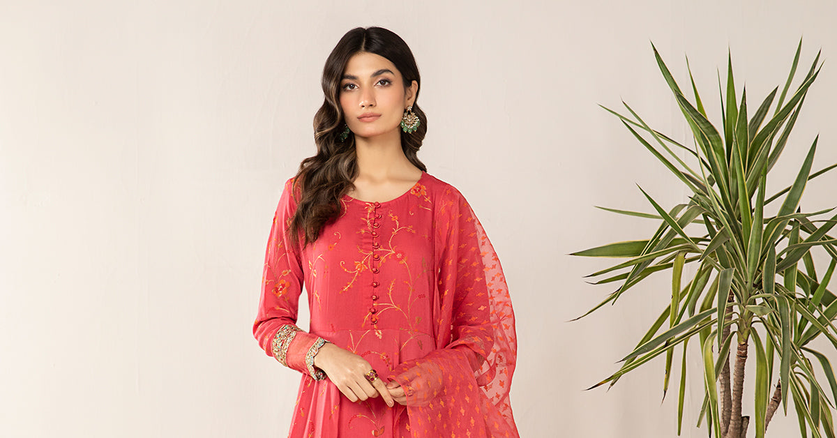 3 PIECE EMBROIDERED JACQUARD BROSHIA SUIT | DW-EF24-120