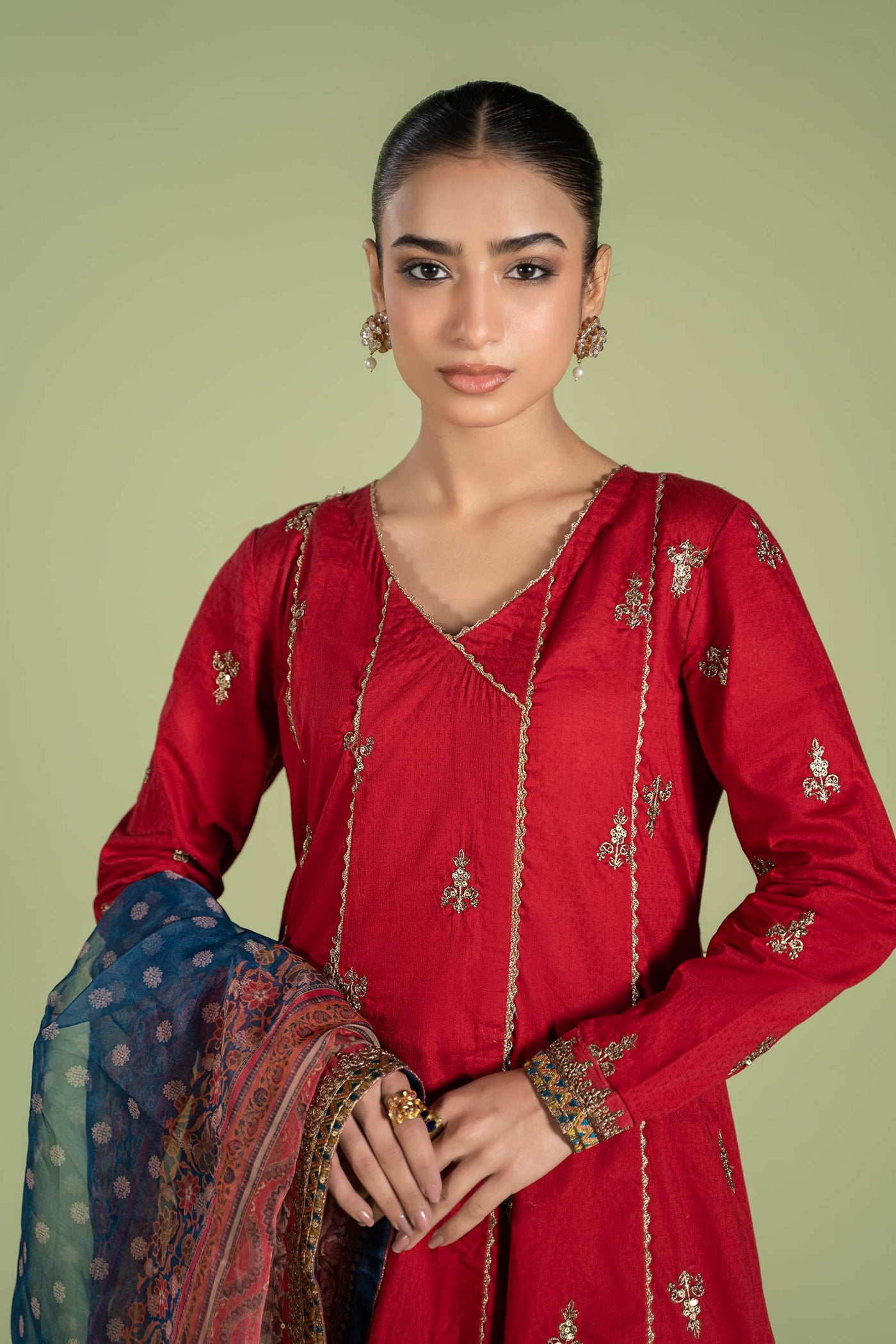 3 Piece Embroidered Dobby Suit | DW-EF24-121