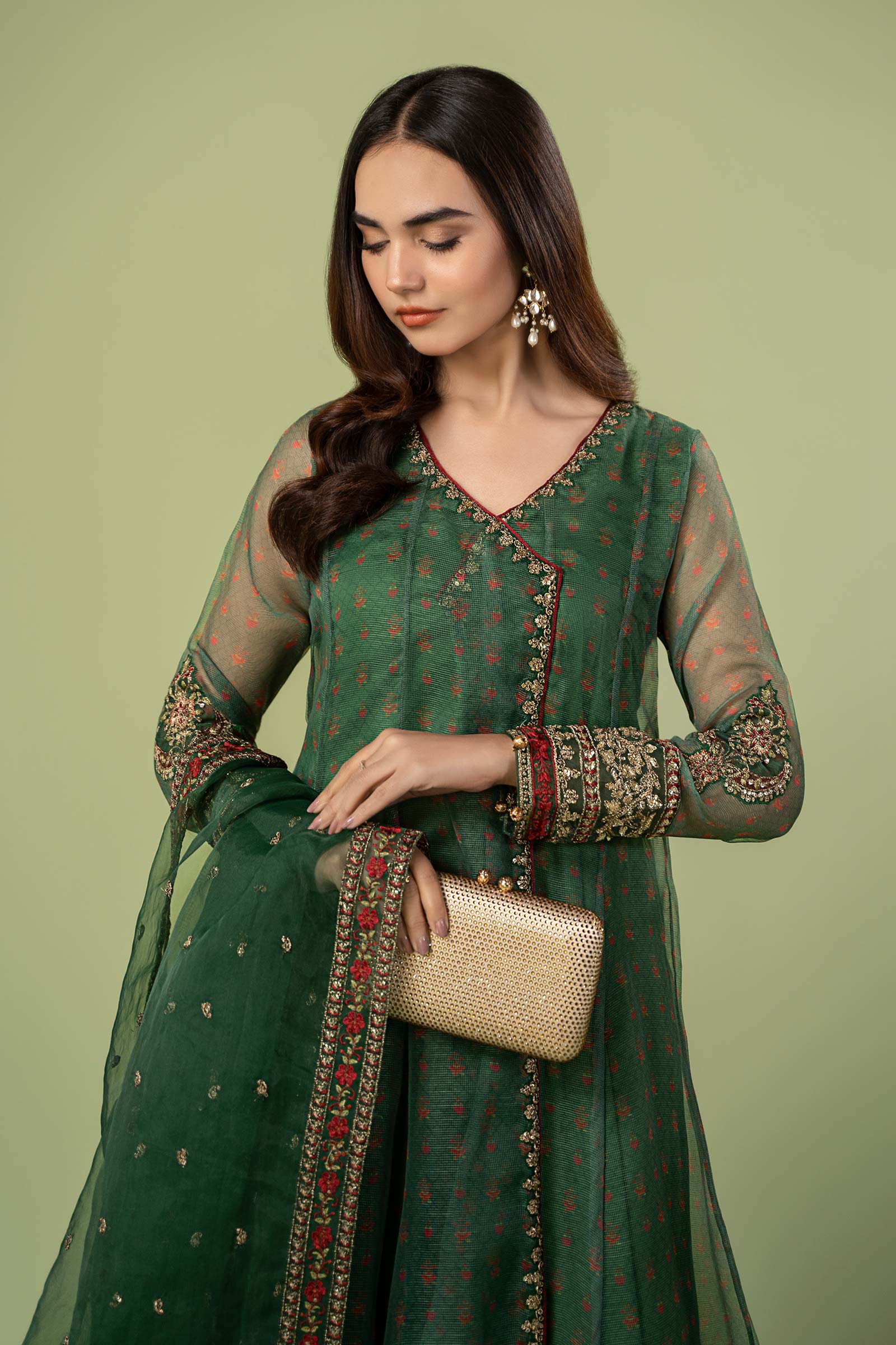 3 Piece Embroidered Net Organza Suit