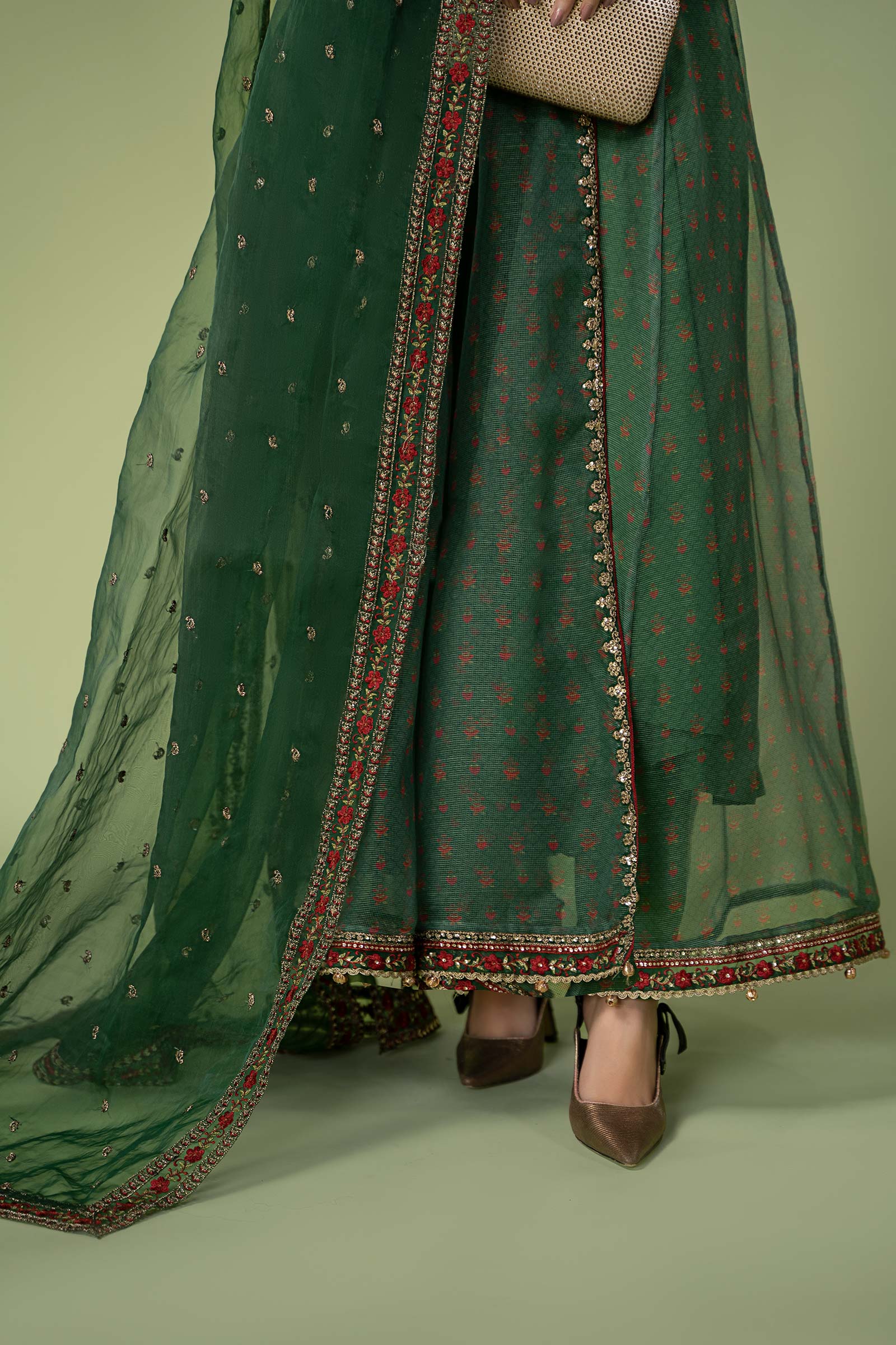 3 Piece Embroidered Net Organza Suit