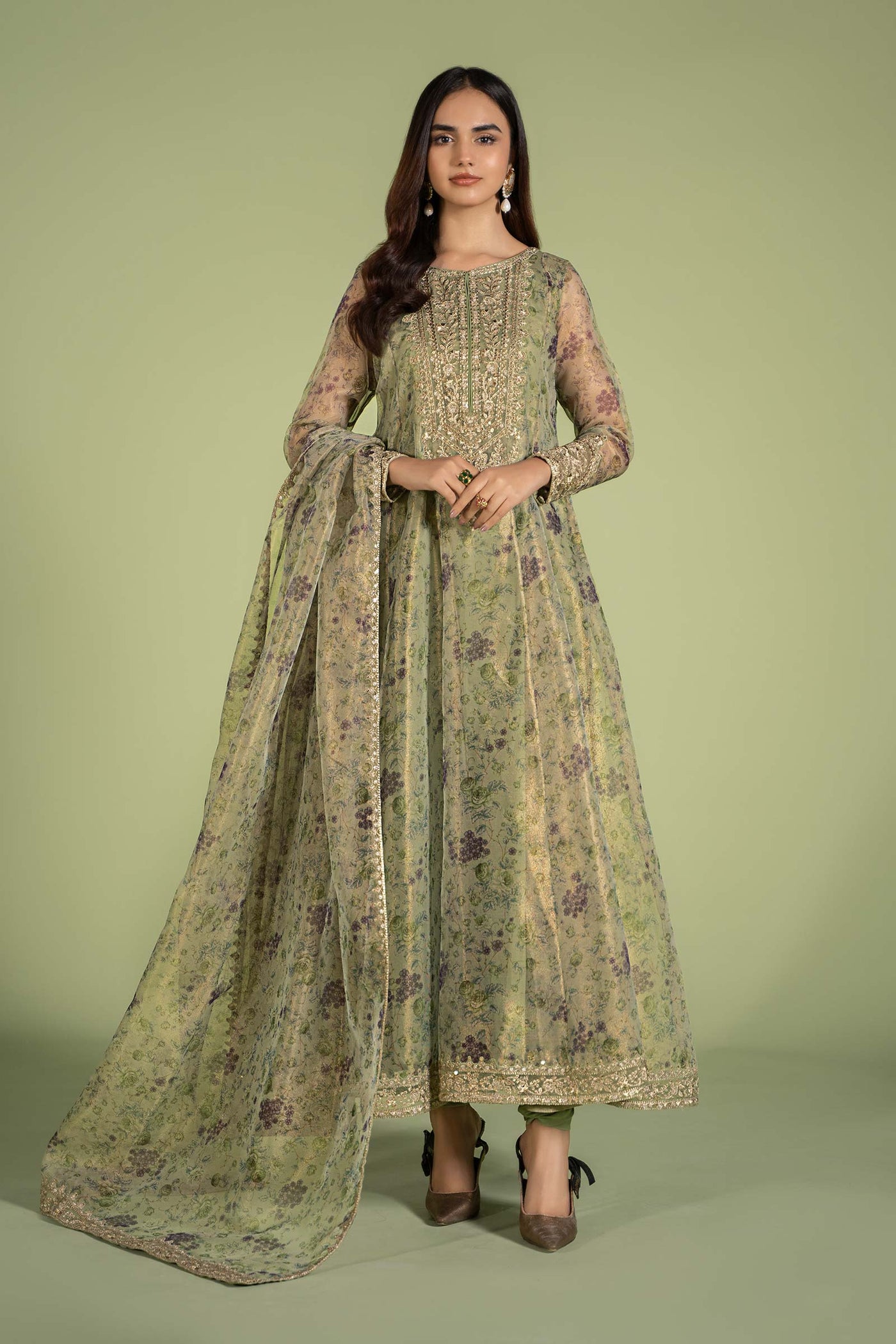 3 Piece Printed Organza Masoori Net Suit