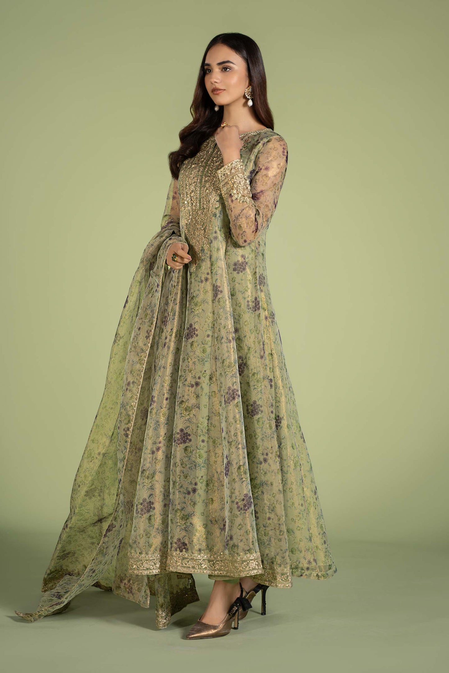 3 Piece Printed Organza Masoori Net Suit