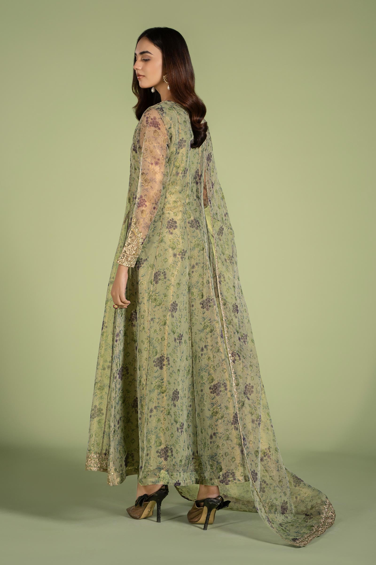 3 Piece Printed Organza Masoori Net Suit