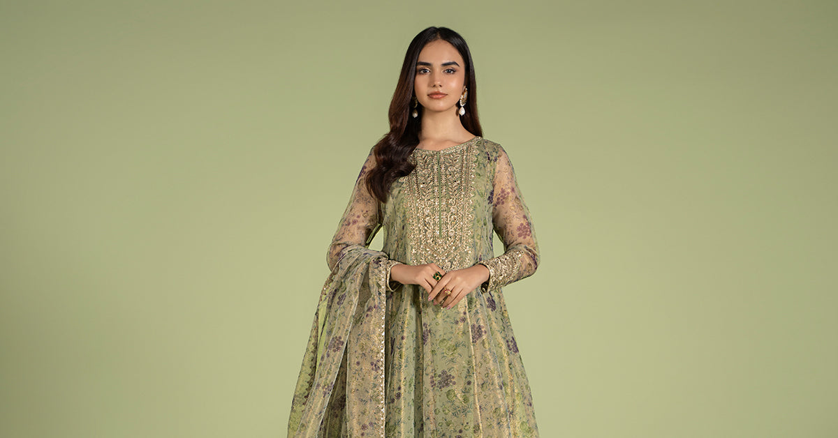 3 Piece Printed Organza Masoori Net Suit